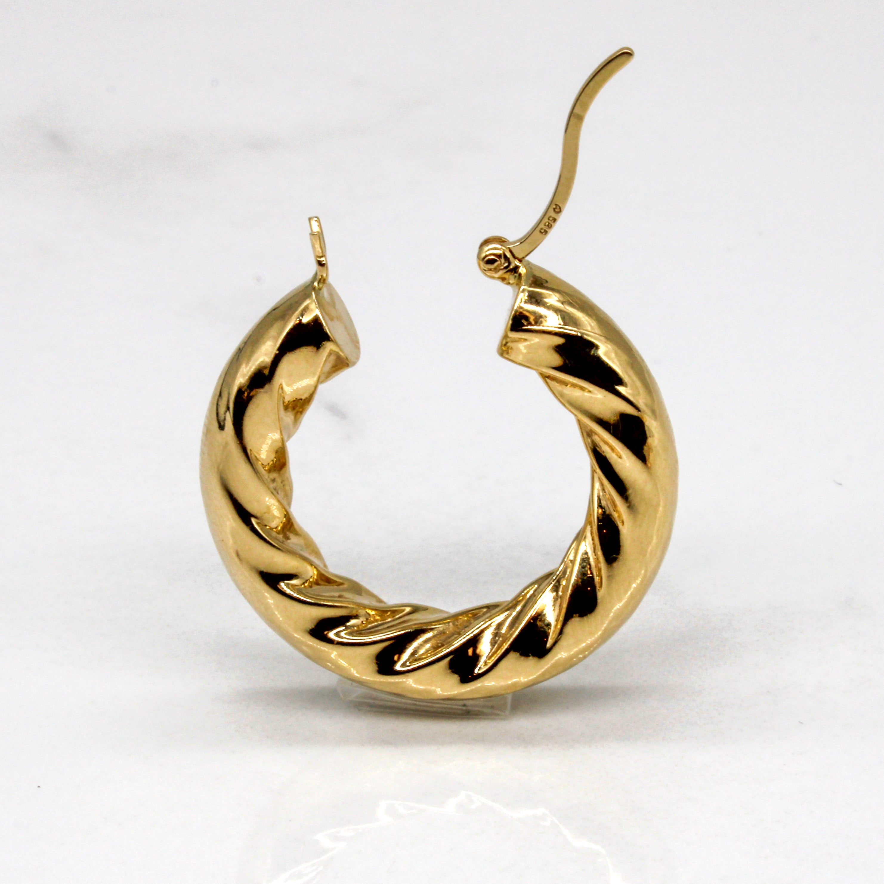 Yellow Gold Twisted Hoops |