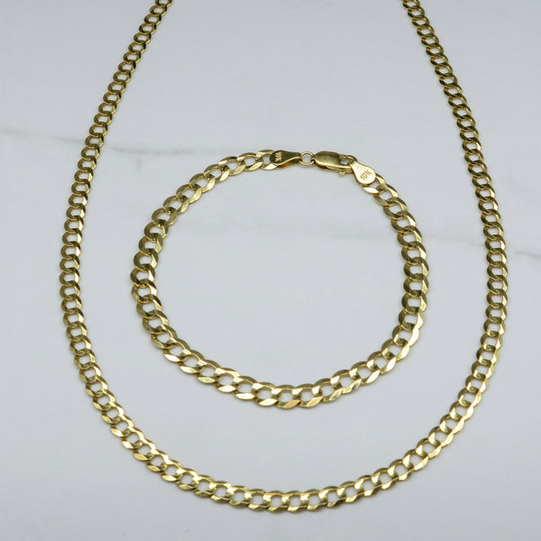10k Curb Chain Necklace & Bracelet Set |