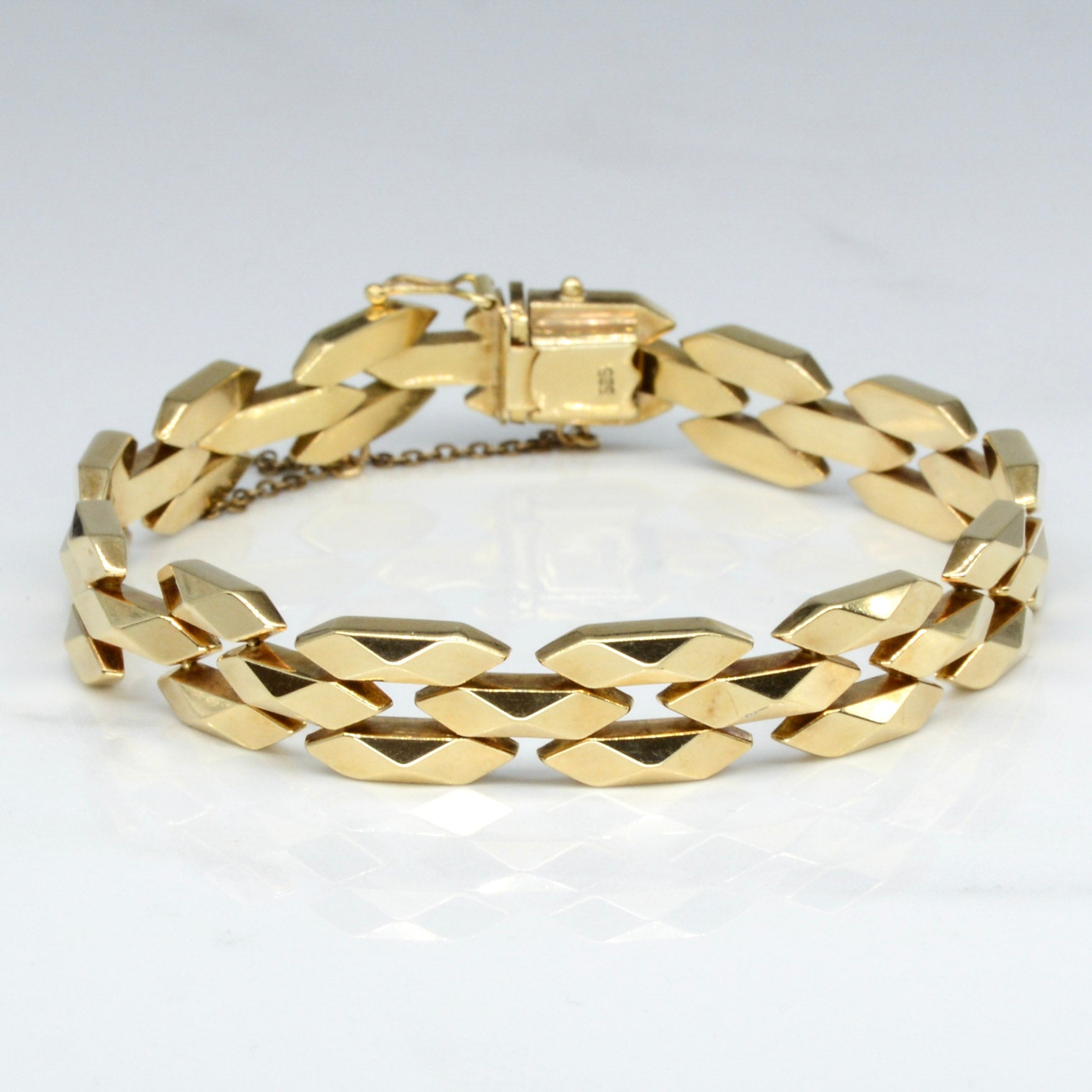 14k Yellow Gold Geometric Link Bracelet | 7" |