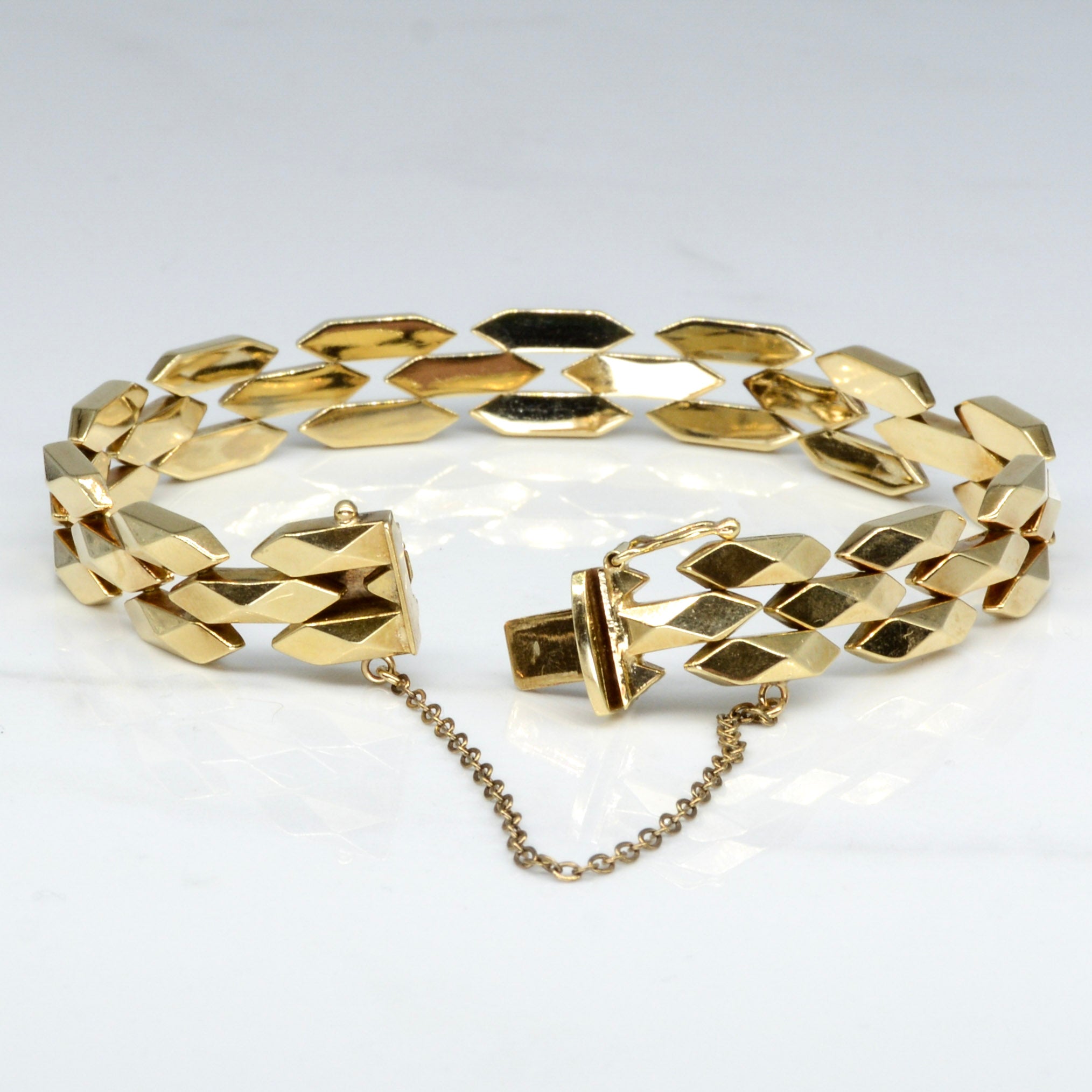 14k Yellow Gold Geometric Link Bracelet | 7" |