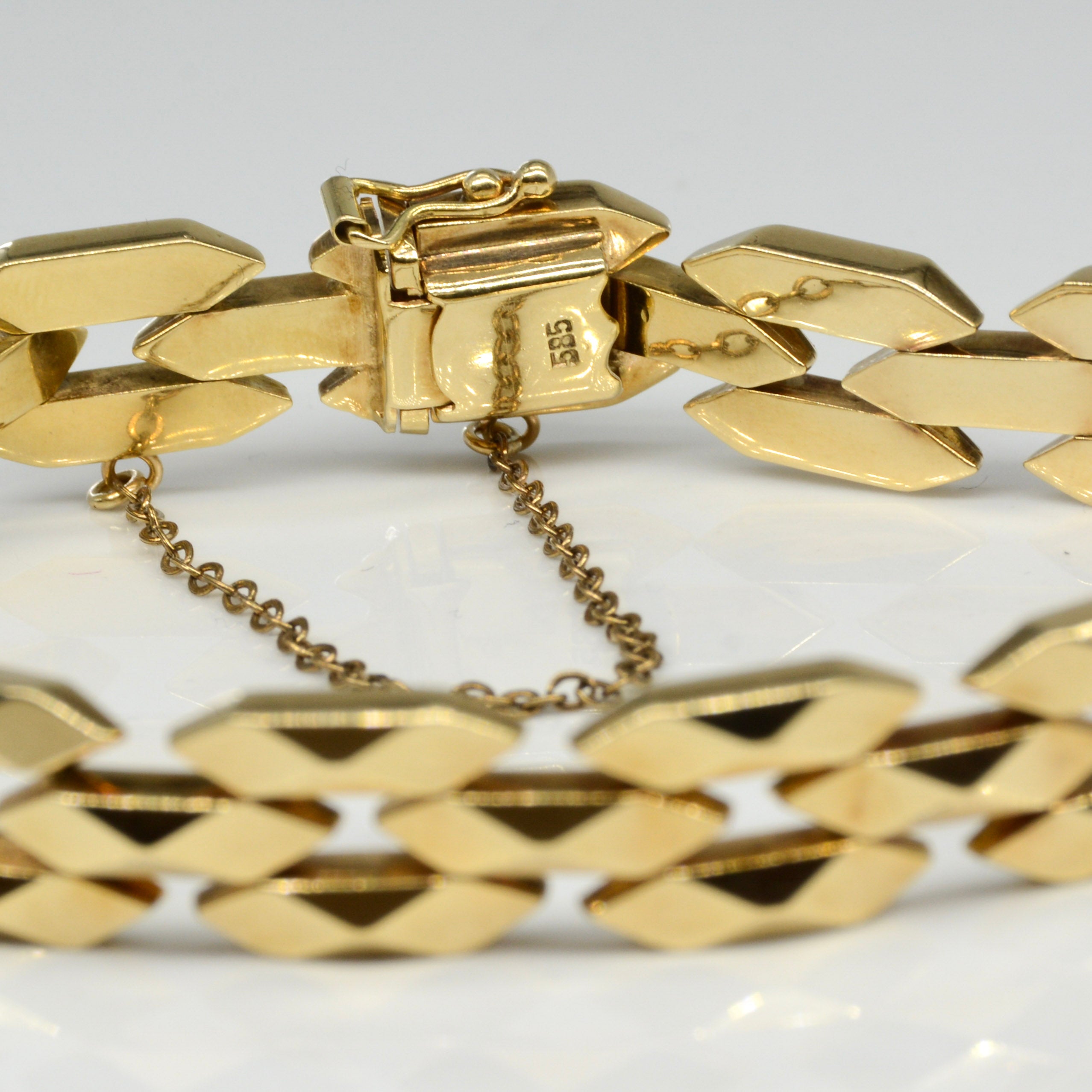 14k Yellow Gold Geometric Link Bracelet | 7" |