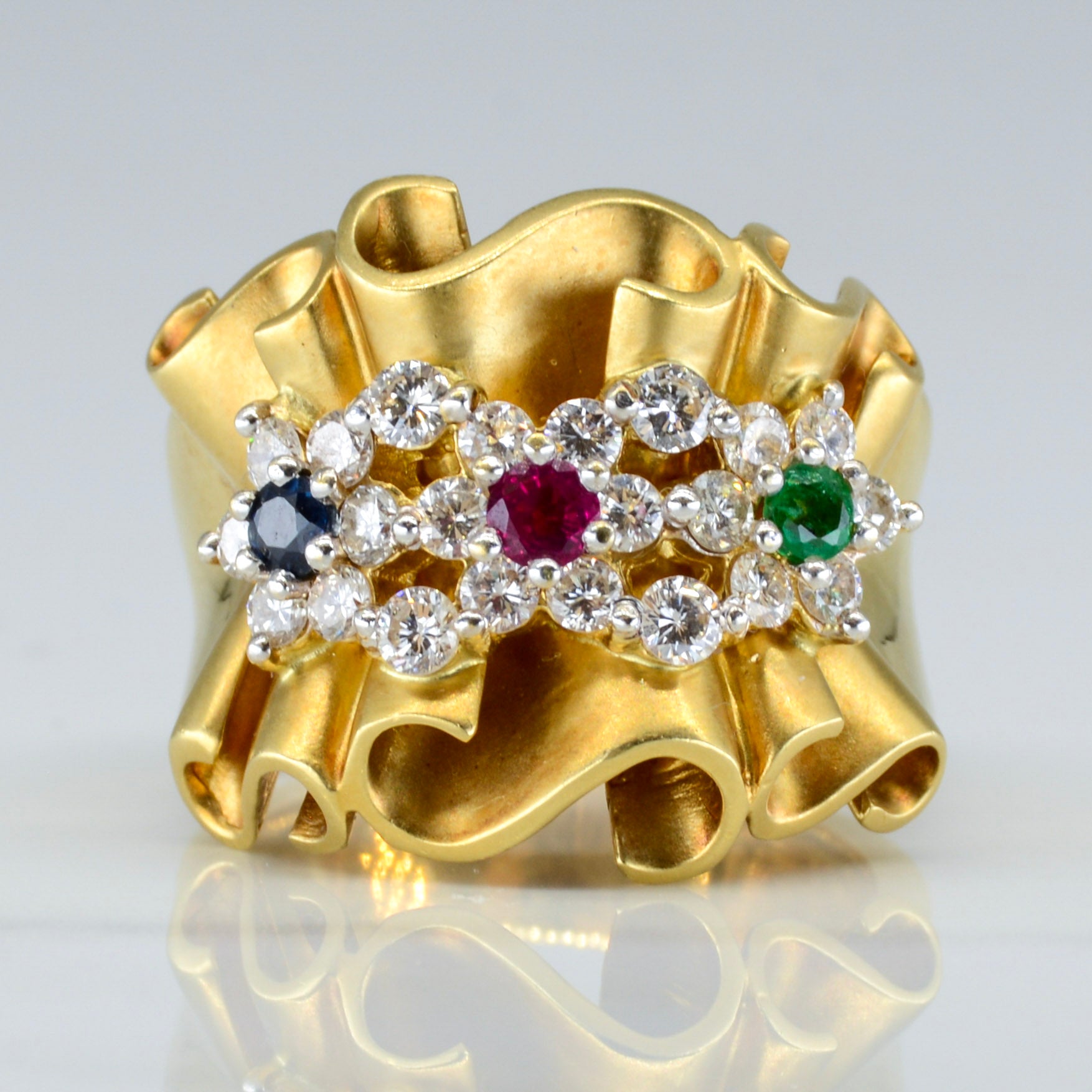 Wide Multi Gem Cocktail Ring | 0.36ctw, 0.81ctw | SZ 6.75 |
