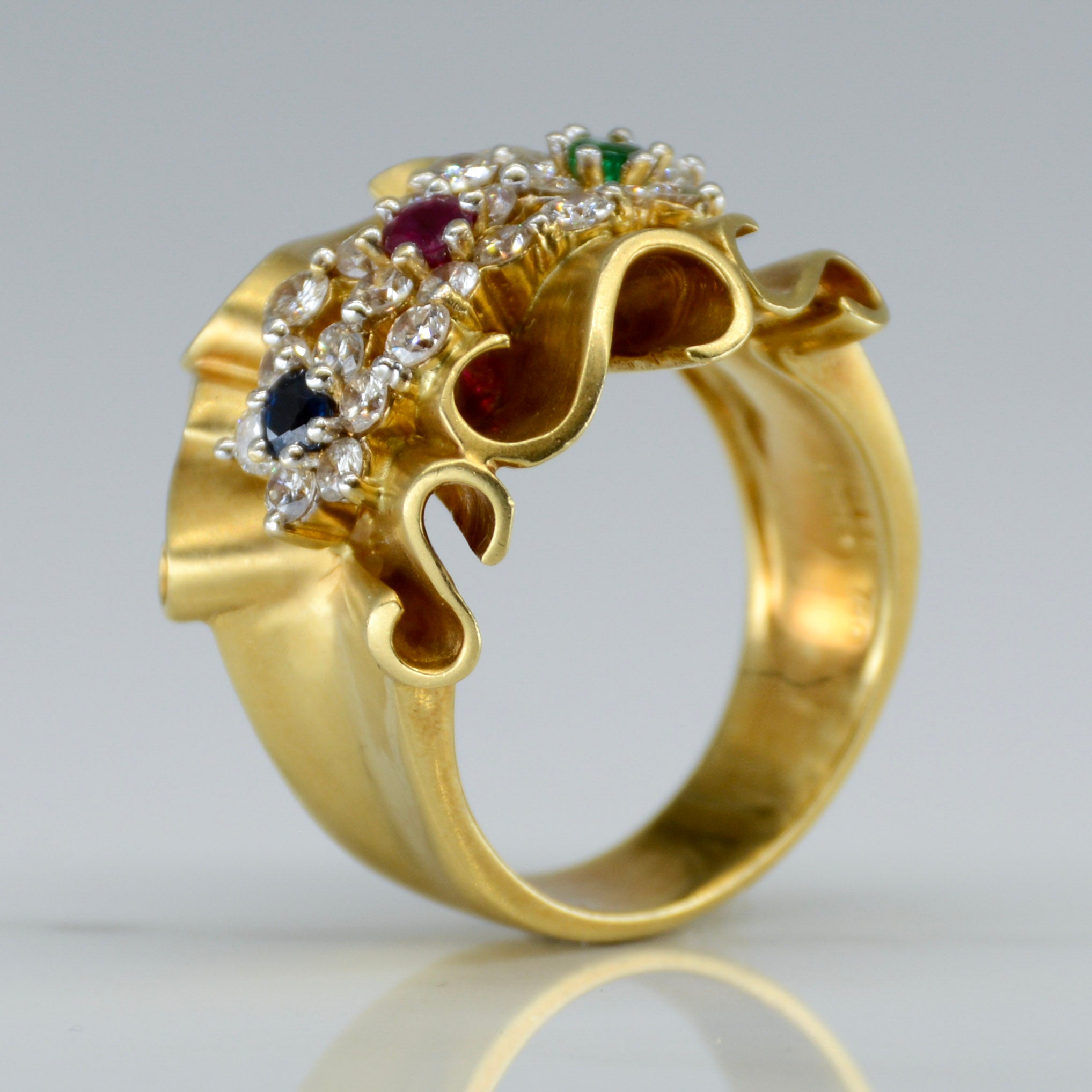 Wide Multi Gem Cocktail Ring | 0.36ctw, 0.81ctw | SZ 6.75 |