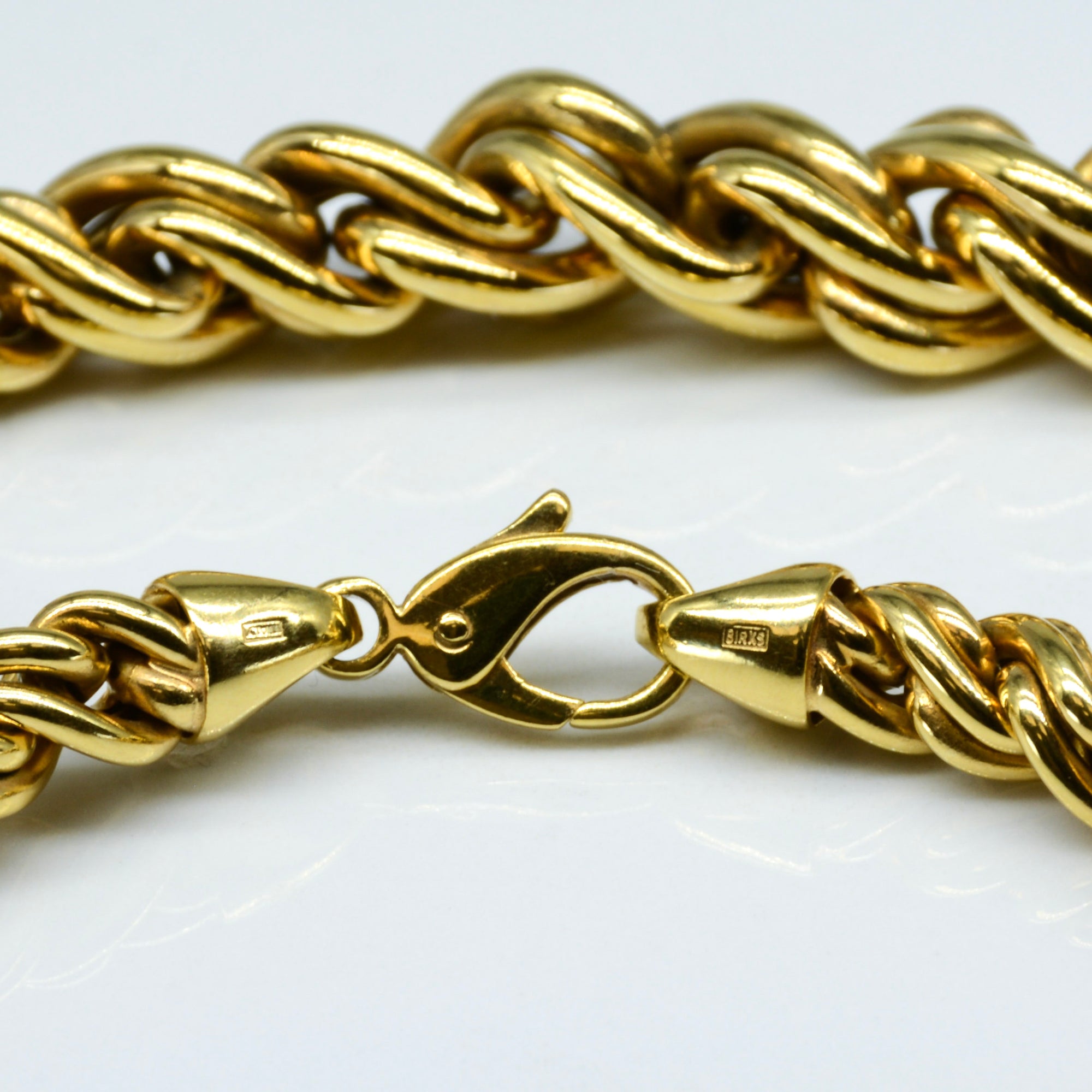 'Birks' Hollow Yellow Gold Chain Necklace | 17