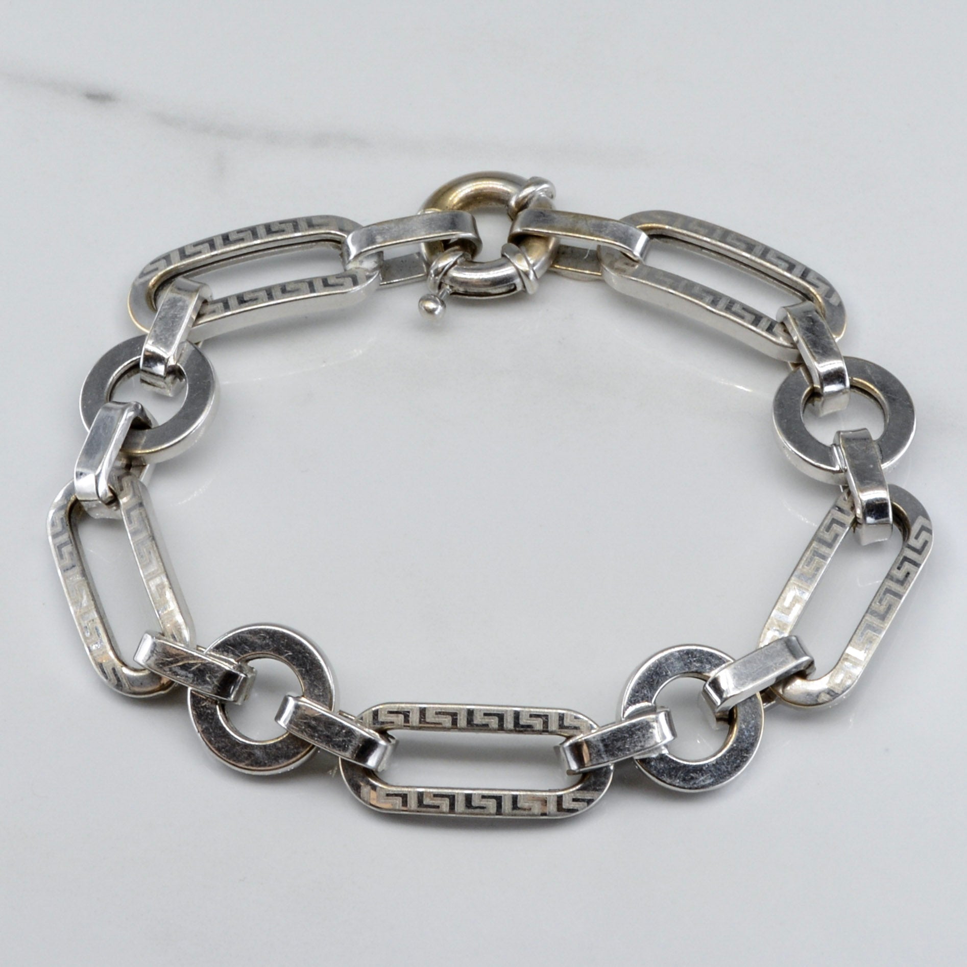 18k White Gold Patterned Chain Bracelet | 8" |