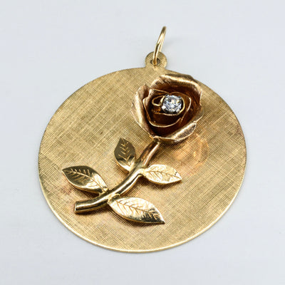 1970s Textured Diamond Rose Pendant |