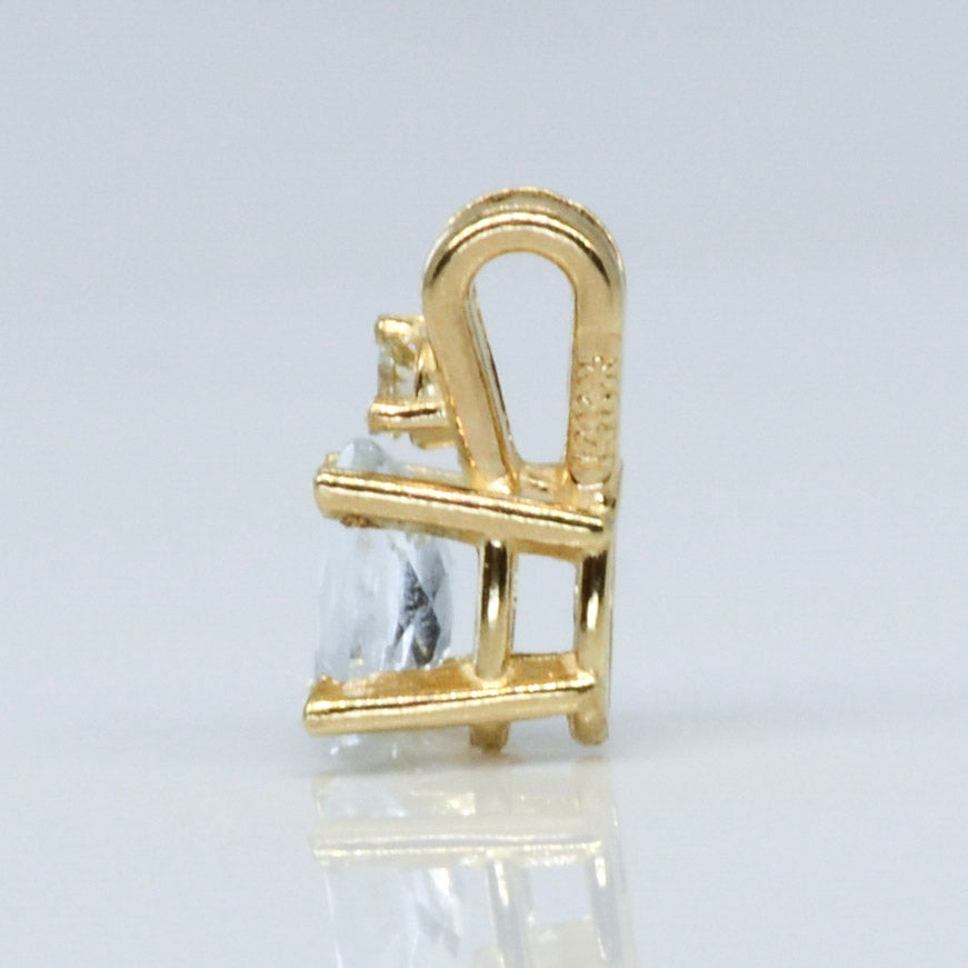 14k Yellow Gold Aquamarine & Diamond Pendant | 0.15ct |