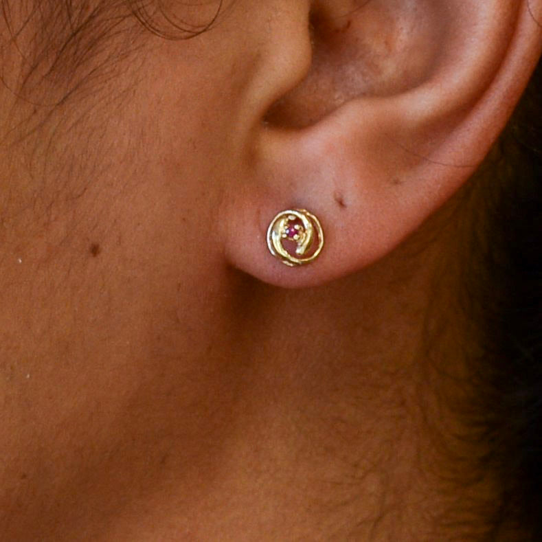 Ruby Spiral Stud Earrings | 0.04ctw |