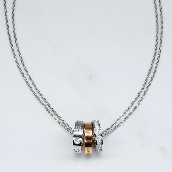 'Cartier' Love Triple Disc Diamond Love Necklace | 18.5