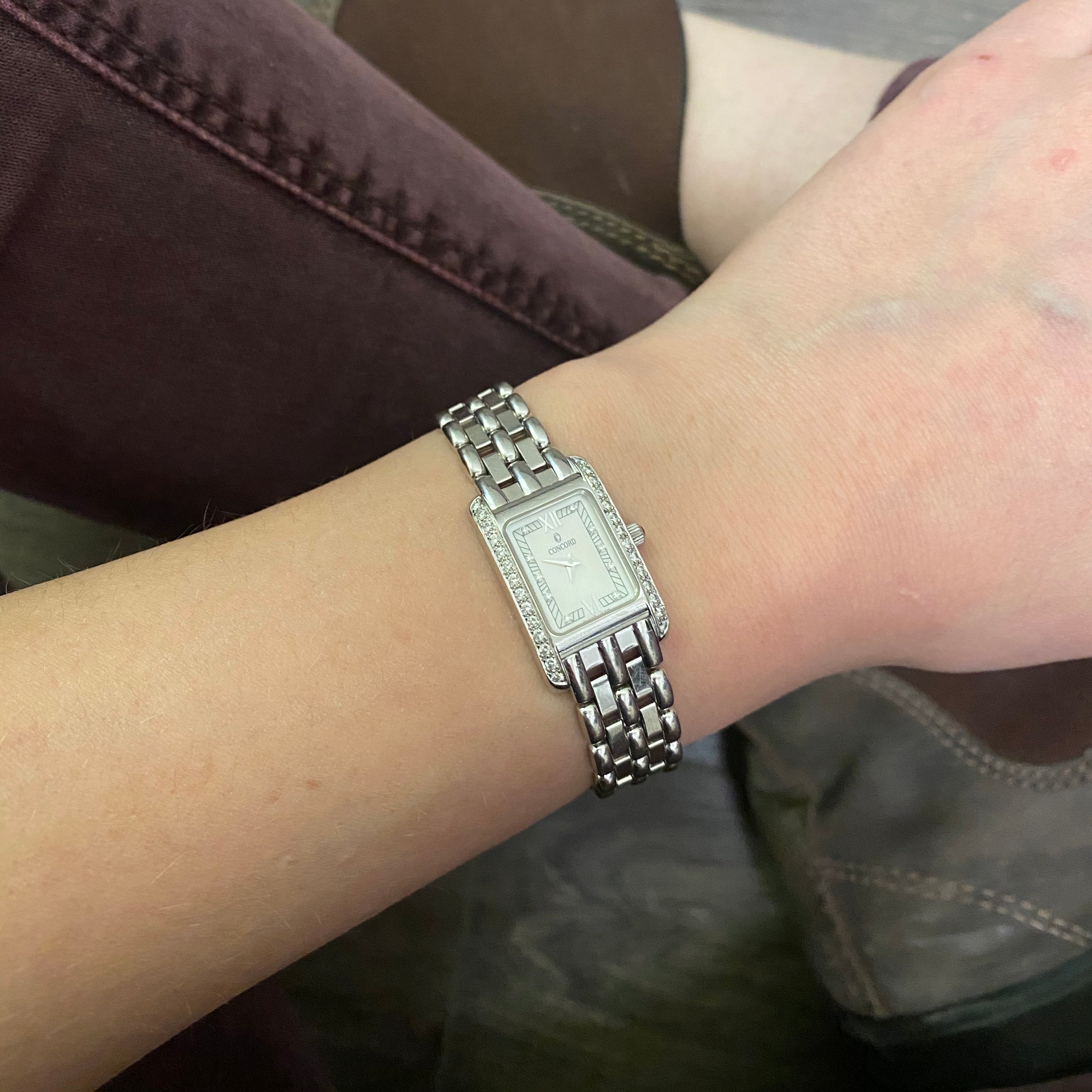 Concord' Veneto Mother of Pearl & Diamond Quartz Watch | 0.28ctw | 6" |