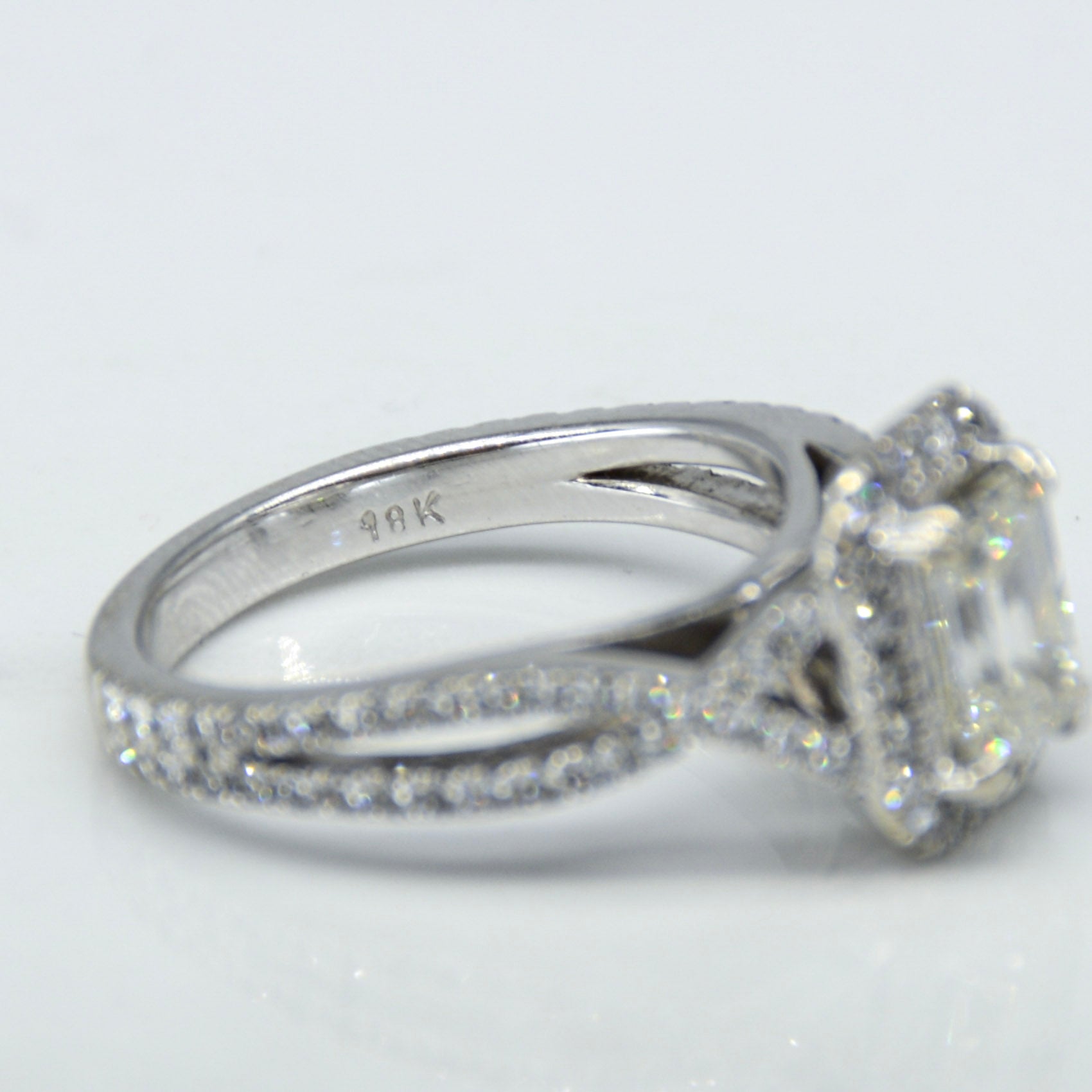 Emerald Cut Canadian Diamond Halo Engagement Ring | 1.79ctw | SZ 6 |