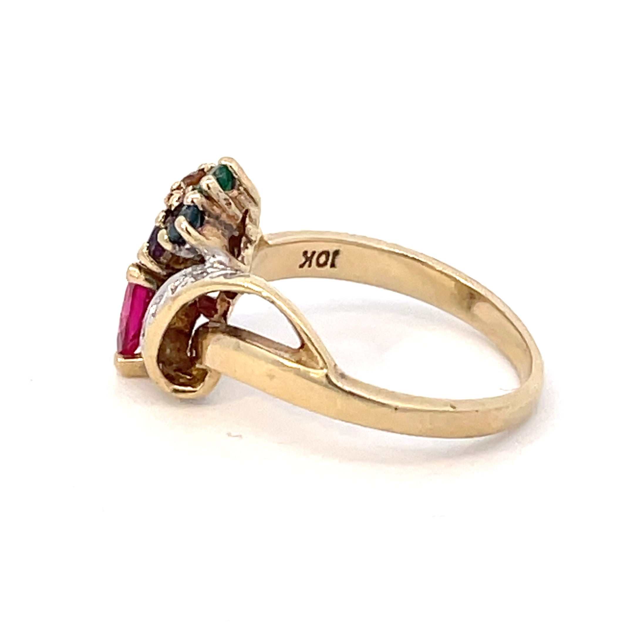 Multi Gem Cascade Ring | 0.88ctw | SZ 5.5 |