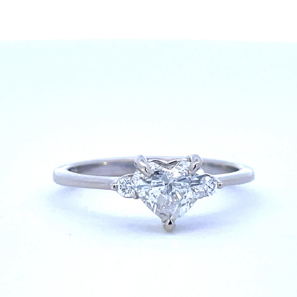Bespoke' Three Stone Heart Cut Diamond Engagement Ring | 0.92ctw | SZ 6.75 |
