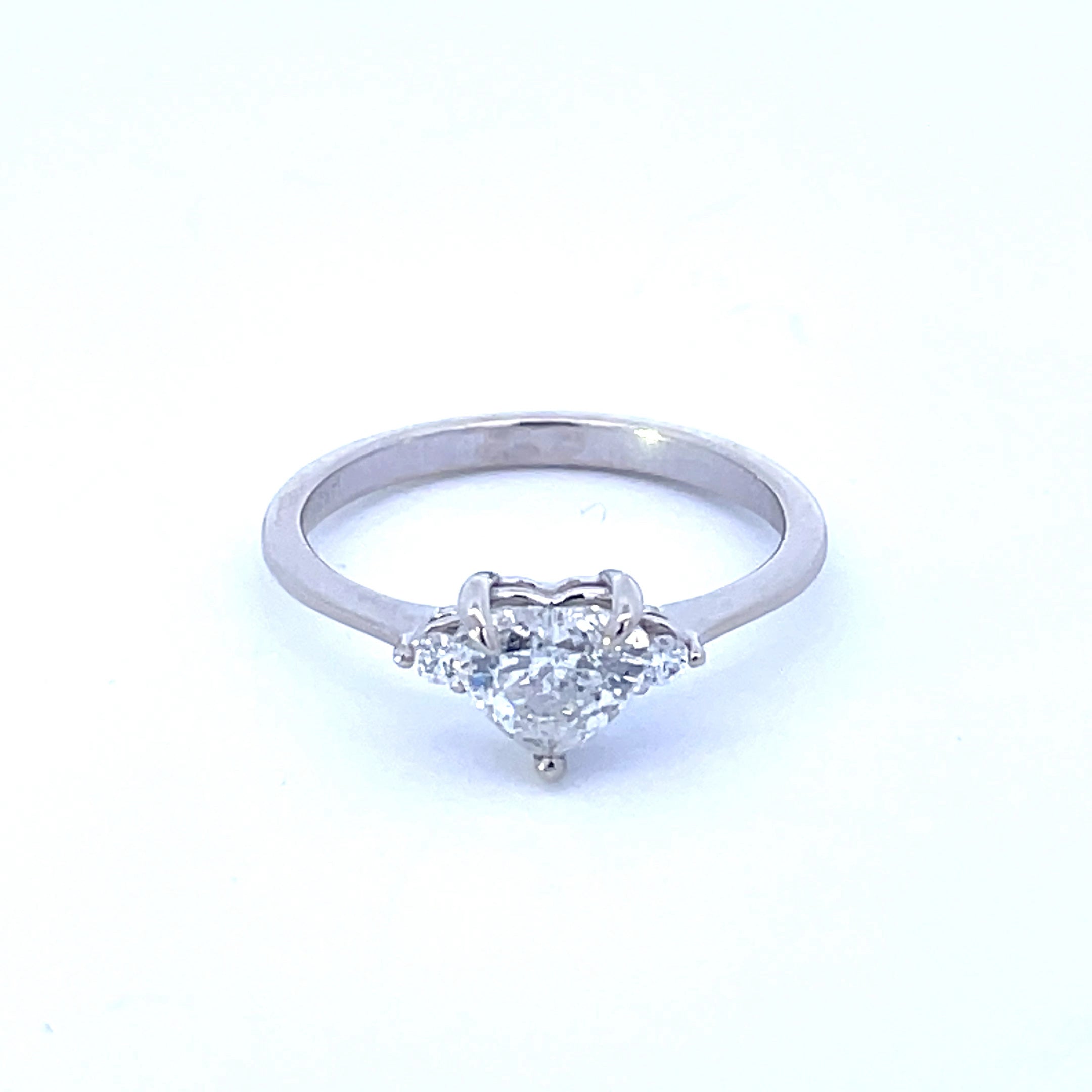 Bespoke' Three Stone Heart Cut Diamond Engagement Ring | 0.92ctw | SZ 6.75 |