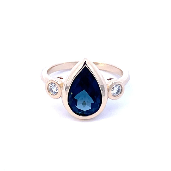 Bespoke' London Blue Topaz & Diamond Engagement Ring | 3.95ct, 0.20ctw | SZ 7 |