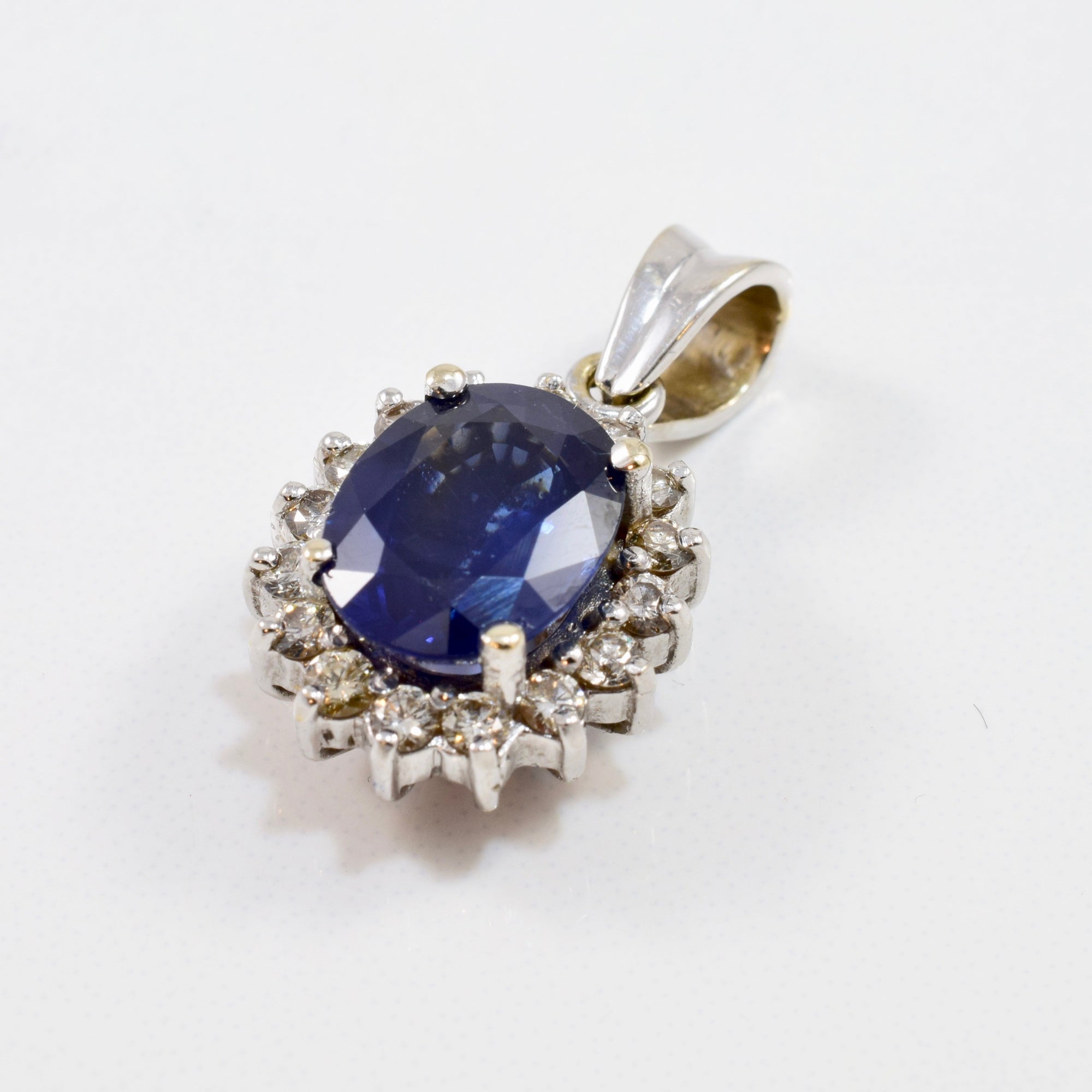 Sapphire and Diamond Halo Pendant | 0.50 ctw |