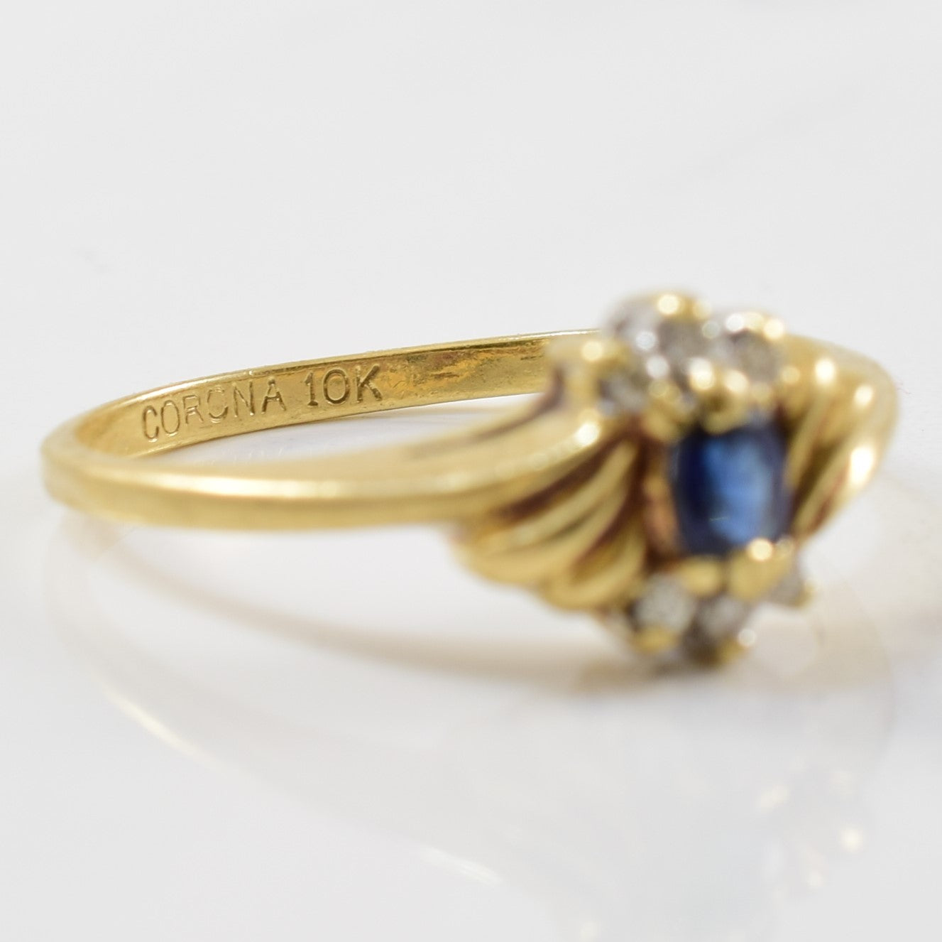 Blue Sapphire & Diamond Bypass Ring | 0.04ctw, 0.20ct | SZ 7 |