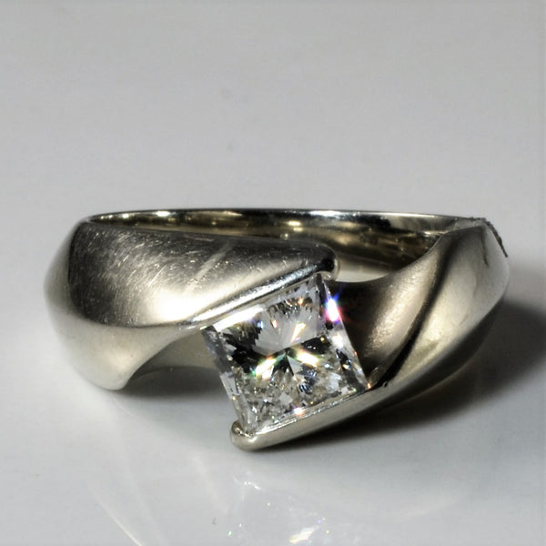 Solitaire Princess Diamond Bypass Ring | 0.90ct | SZ 4.75 |