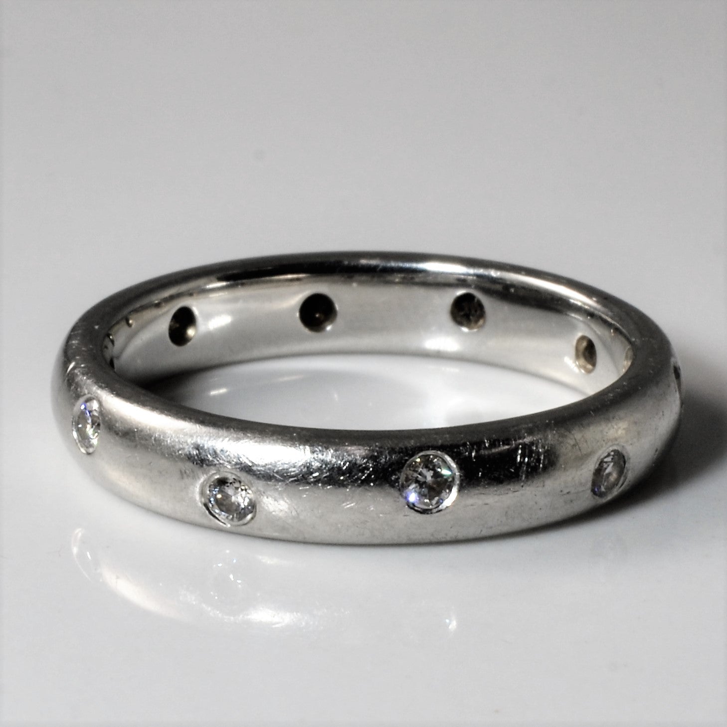 Flush Set Diamond Platinum Band | 0.22ctw | SZ 8.25 |