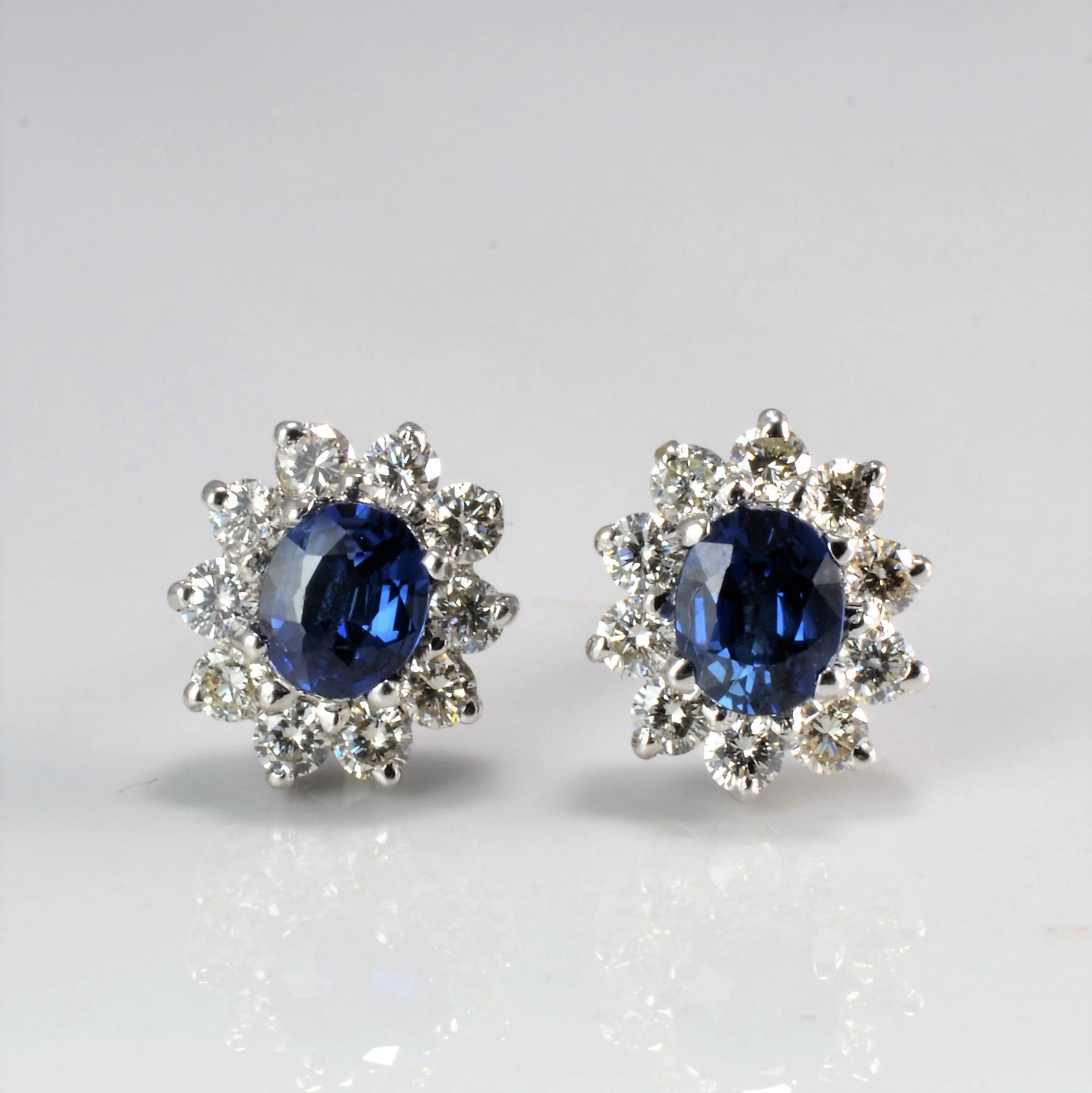 Sapphire & Diamond Cocktail Stud Earrings | 0.56 ctw |
