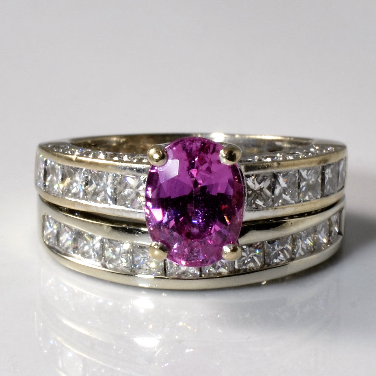 Pink Sapphire & Diamond Wedding Set | 1.70ct | 1.95ctw | SZ 4 |