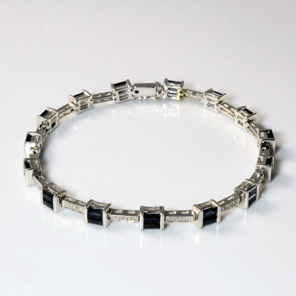 Semi Bezel Sapphire & Diamond Chain Bracelet | 3.30ctw | 0.22ctw | 7.5