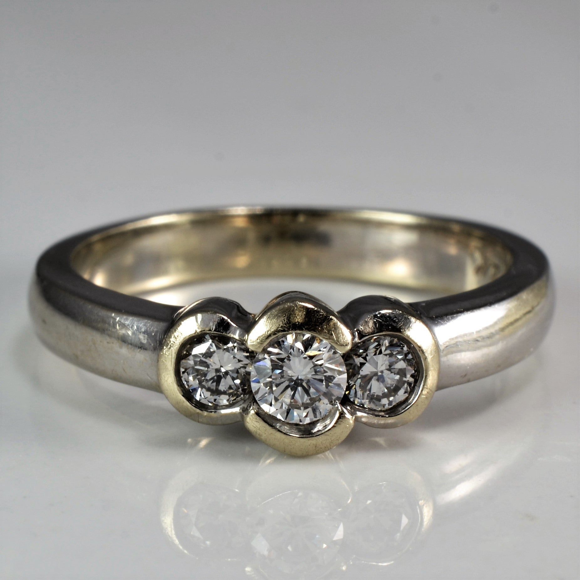 Bezel Set Three Stone Diamond Ring | 0.35 ctw, SZ 7 |