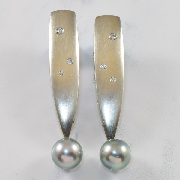 Diamond & South Sea Pearl Drop Earrings | 16.0ctw, 0.20ctw |