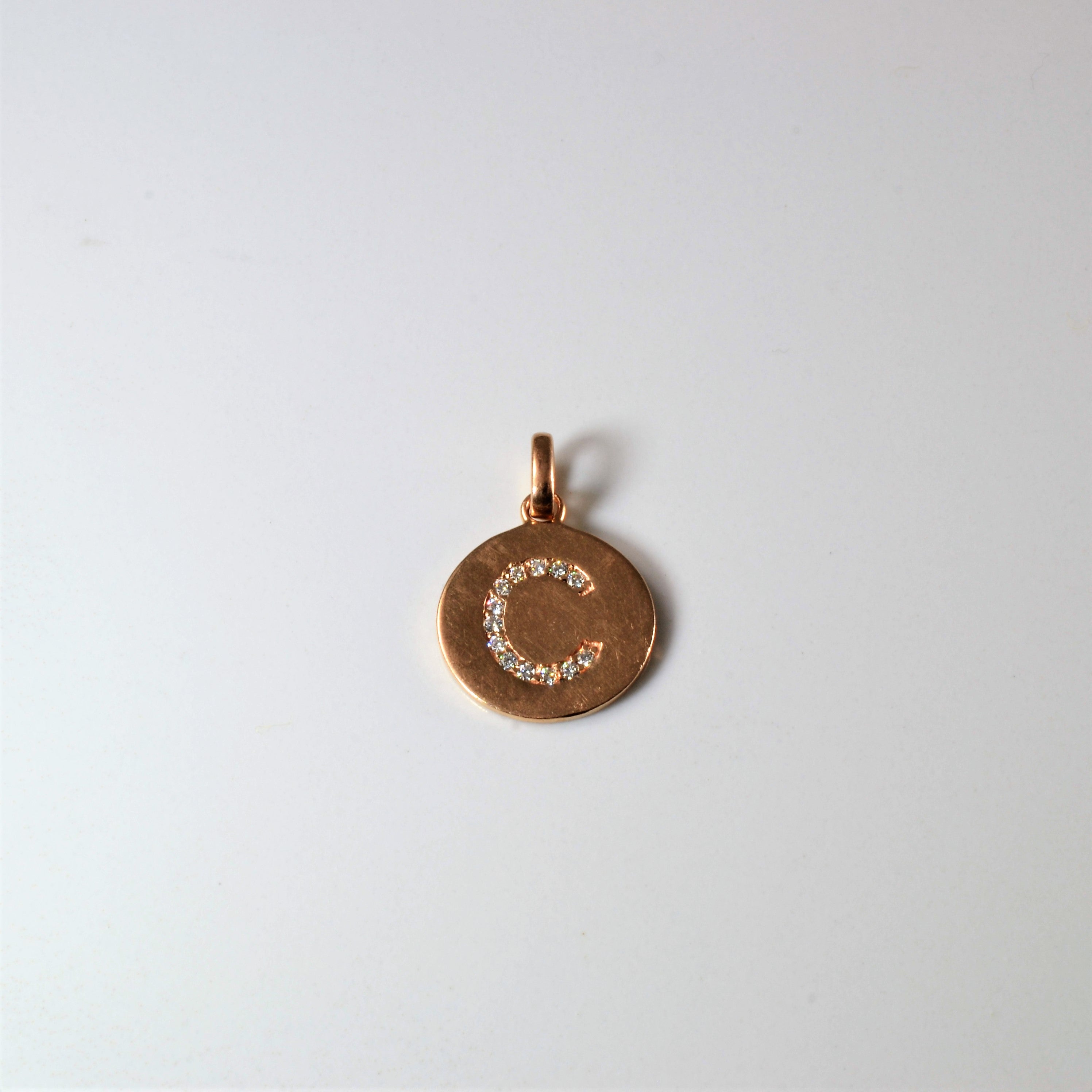 Rose Gold Diamond Initial 'C' Pendant |