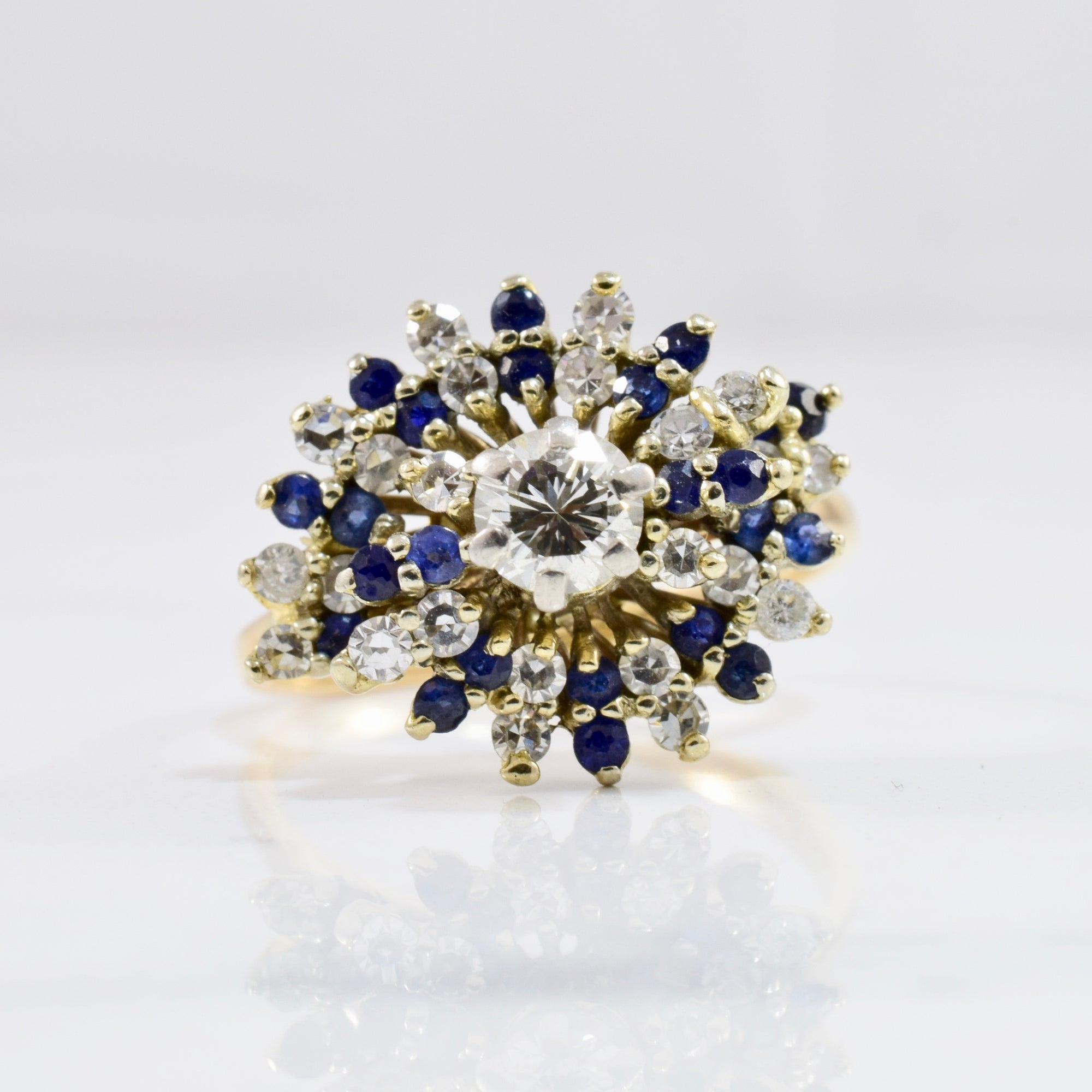 Stunning Sapphire & Diamond Star Burst Ring | 0.70 ctw SZ 7 |