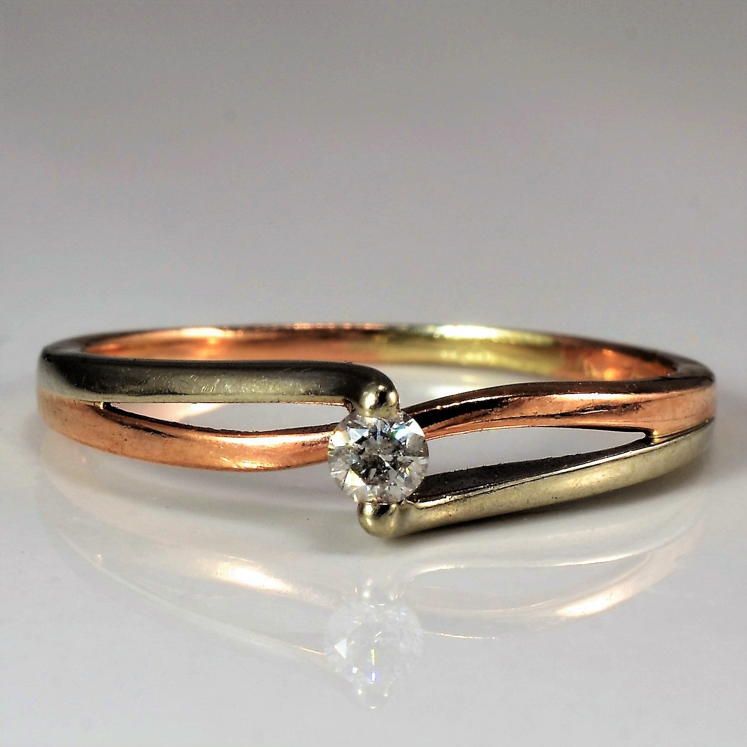 White & Rose Gold Diamond Bypass Ring | 0.06 ct, SZ 6.75 |