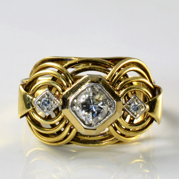 Three Stone Diamond Spiral Ring | 0.49ctw | SZ 9 |