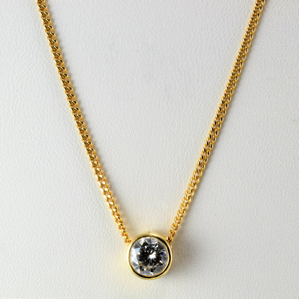 Bezel Set Solitaire Diamond Pendant Necklace | 0.84 ct, 17'' |