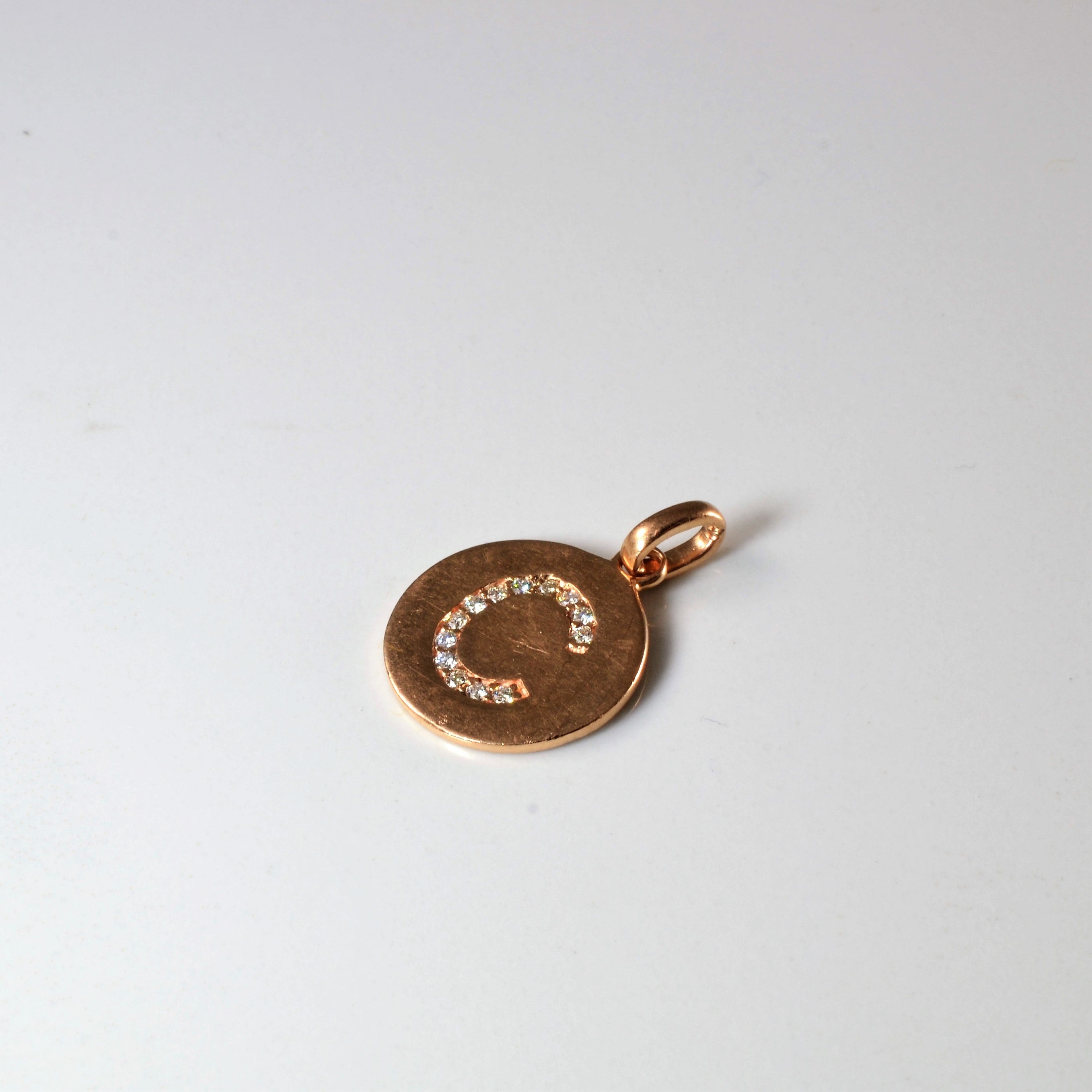 Rose Gold Diamond Initial 'C' Pendant |