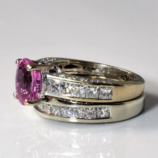 Pink Sapphire & Diamond Wedding Set | 1.70ct | 1.95ctw | SZ 4 |