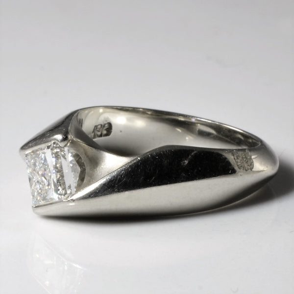 Solitaire Princess Diamond Bypass Ring | 0.90ct | SZ 4.75 |