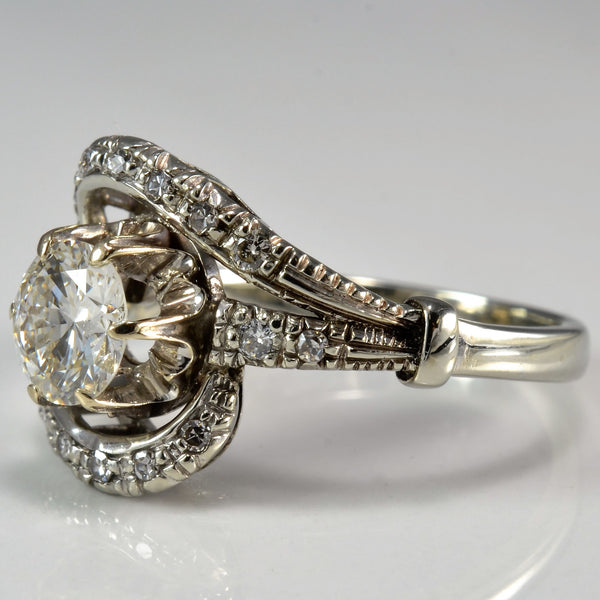 Ornate Bypass Engagement Ring | 0.89 ctw, SZ 5.5 |