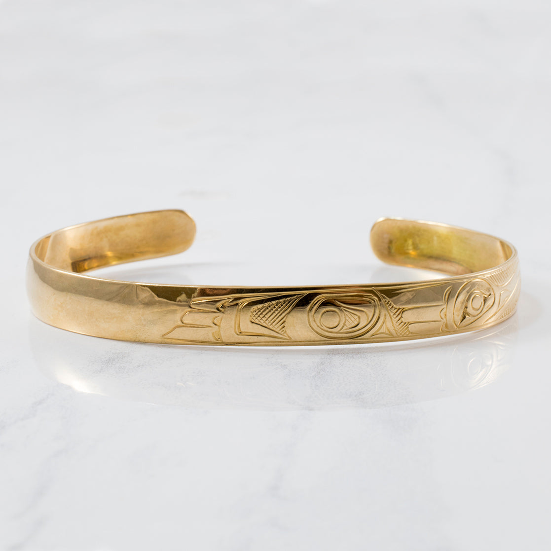 Indigenous Loon Art Gold Cuff Bracelet | SZ 6