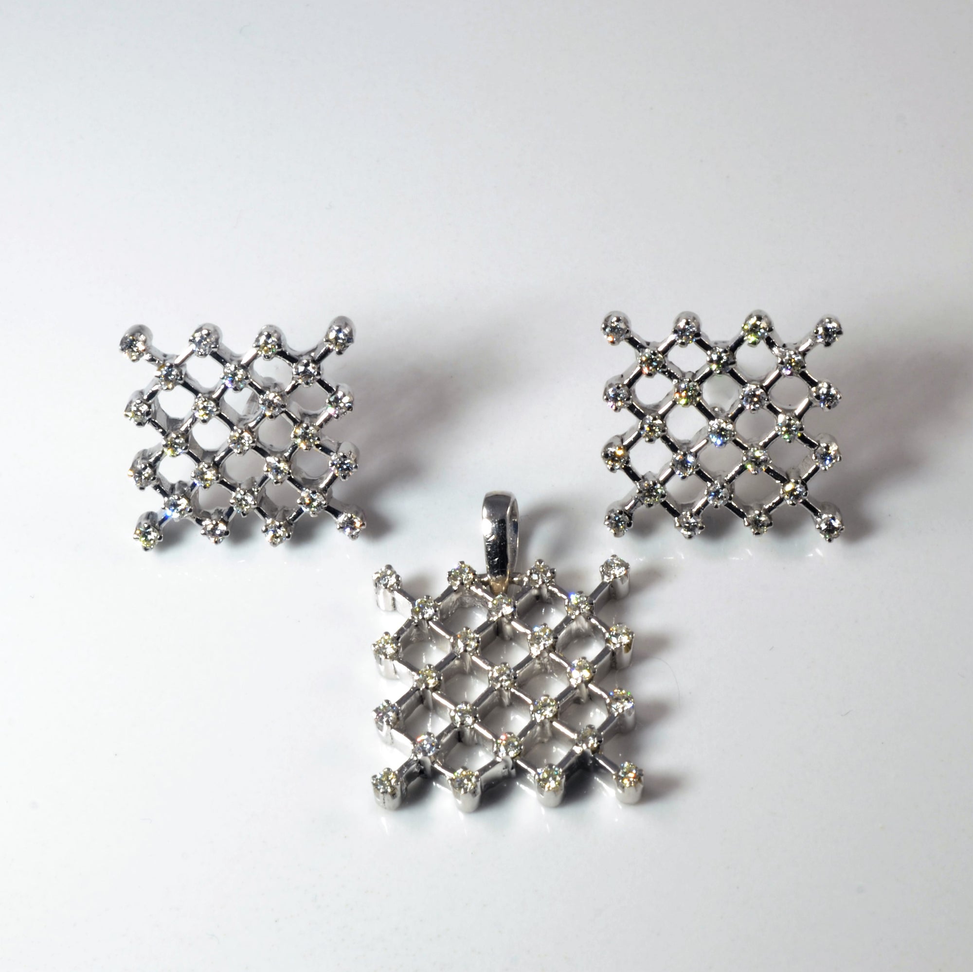 Diamond Lattice Pendant & Earrings Set | 1.50ctw |