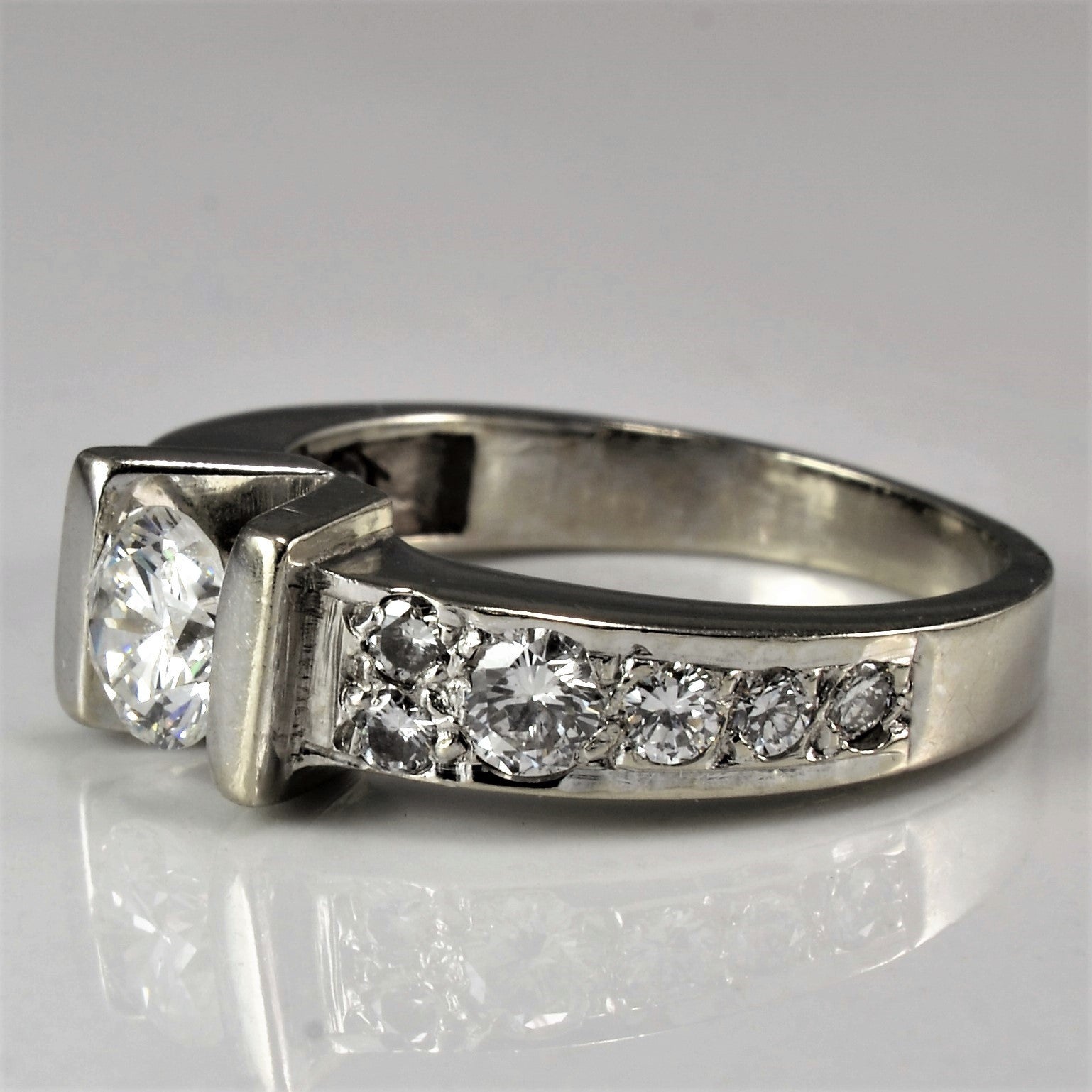 Wide Band Tension Set Engagement Ring | 0.90 ctw | SZ 4.75 |