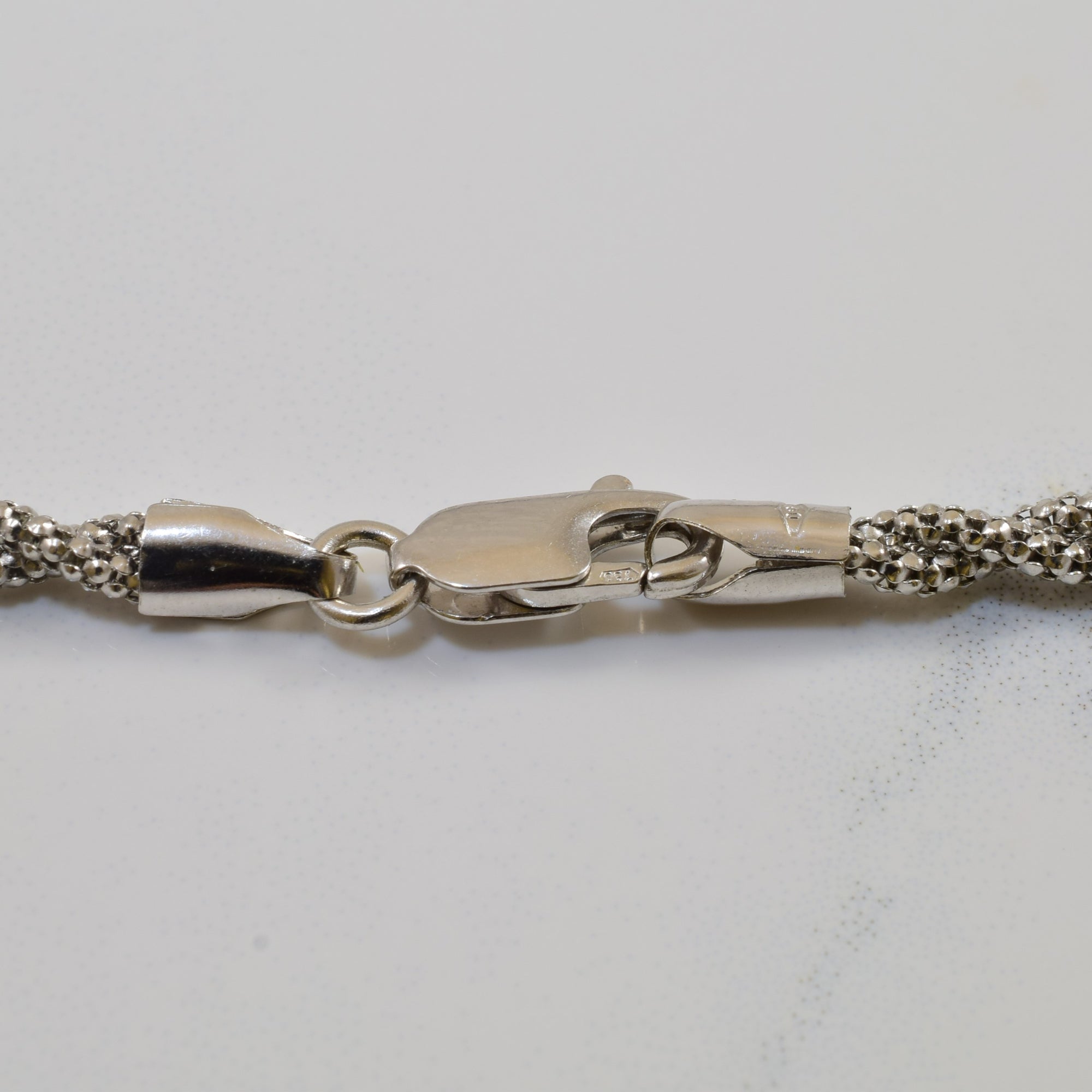 18k White Gold Twisted Popcorn Chain | 16
