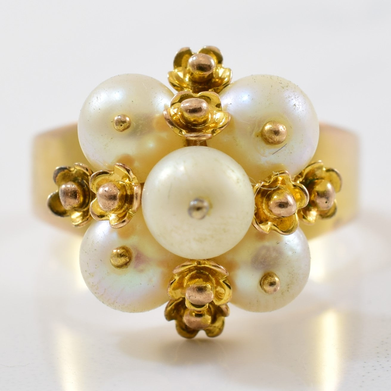 Tall Floral Pearl Ring | 5.75ctw | SZ 6 |