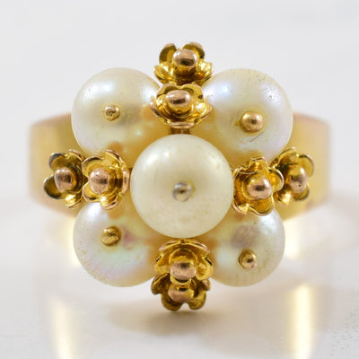 Tall Floral Pearl Ring | 5.75ctw | SZ 6 |
