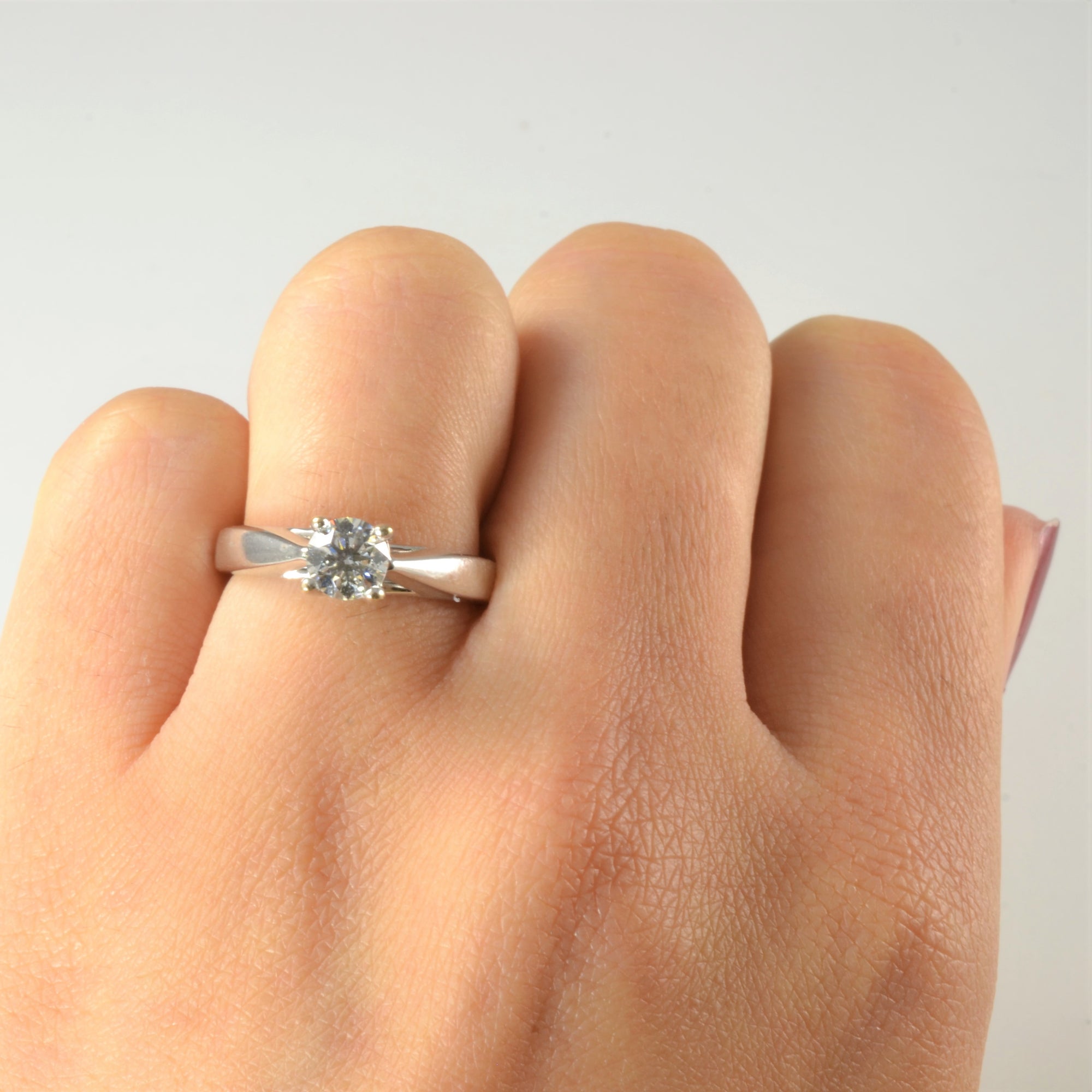 Tapered White Gold Solitaire Engagement Ring | 0.51ct | SZ 4.5 |