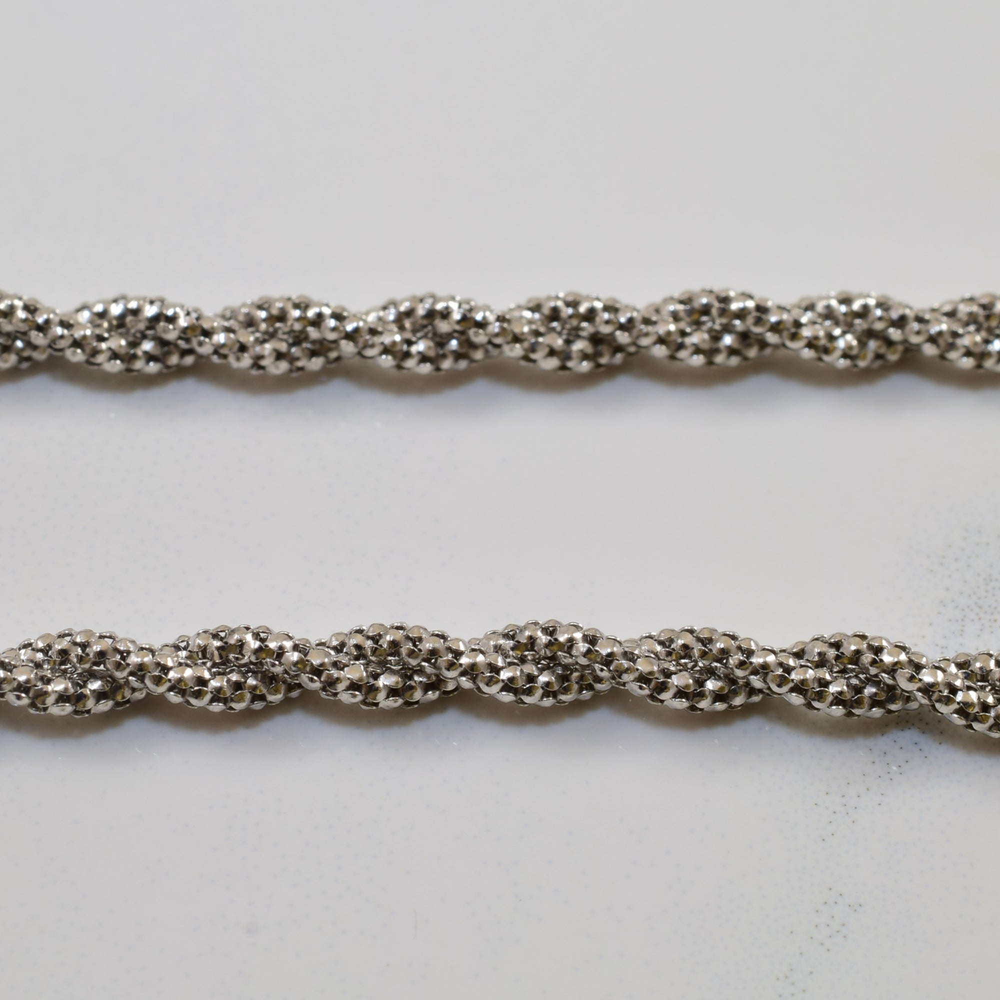 18k White Gold Twisted Popcorn Chain | 16