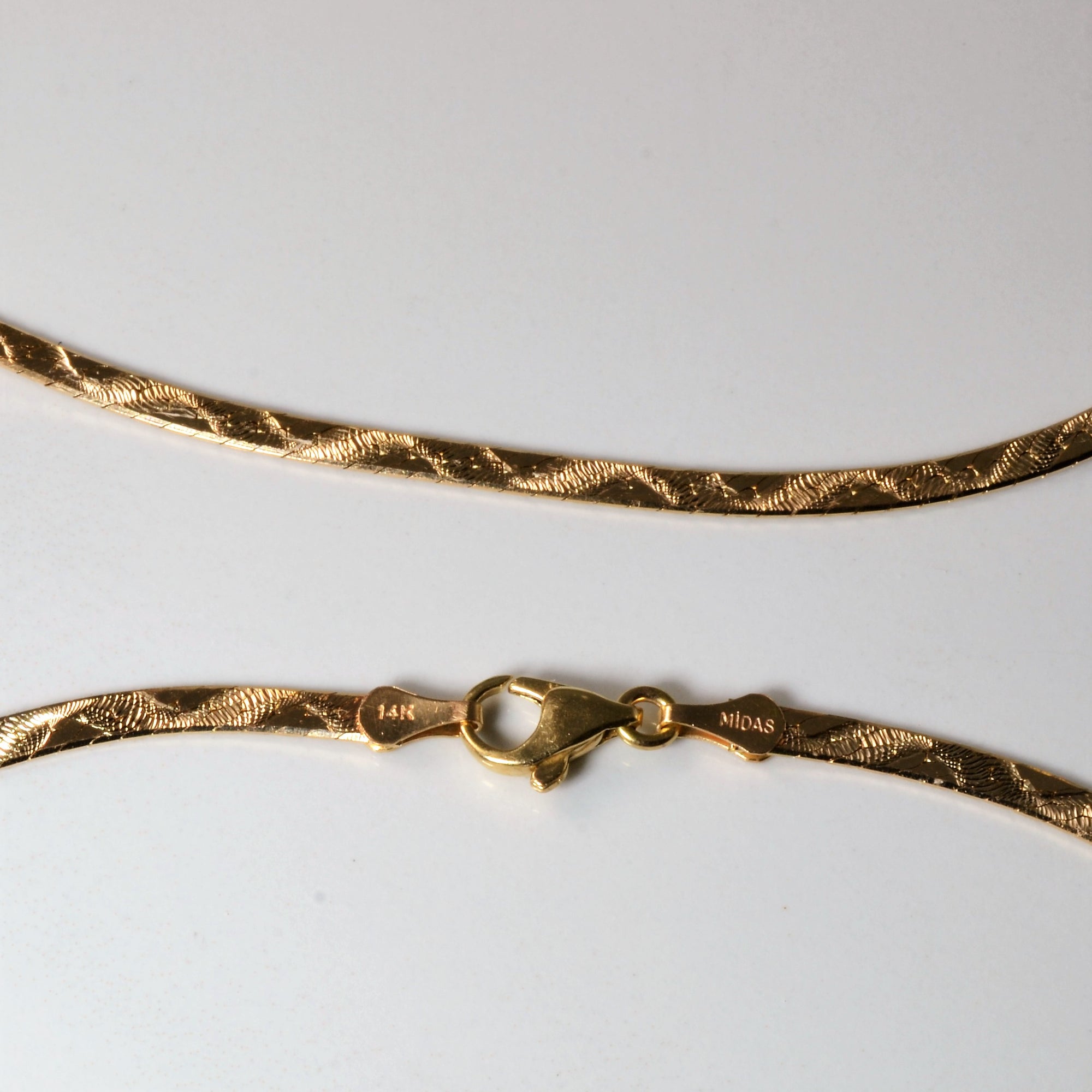 14k Satin Textured Herringbone Chain | 19