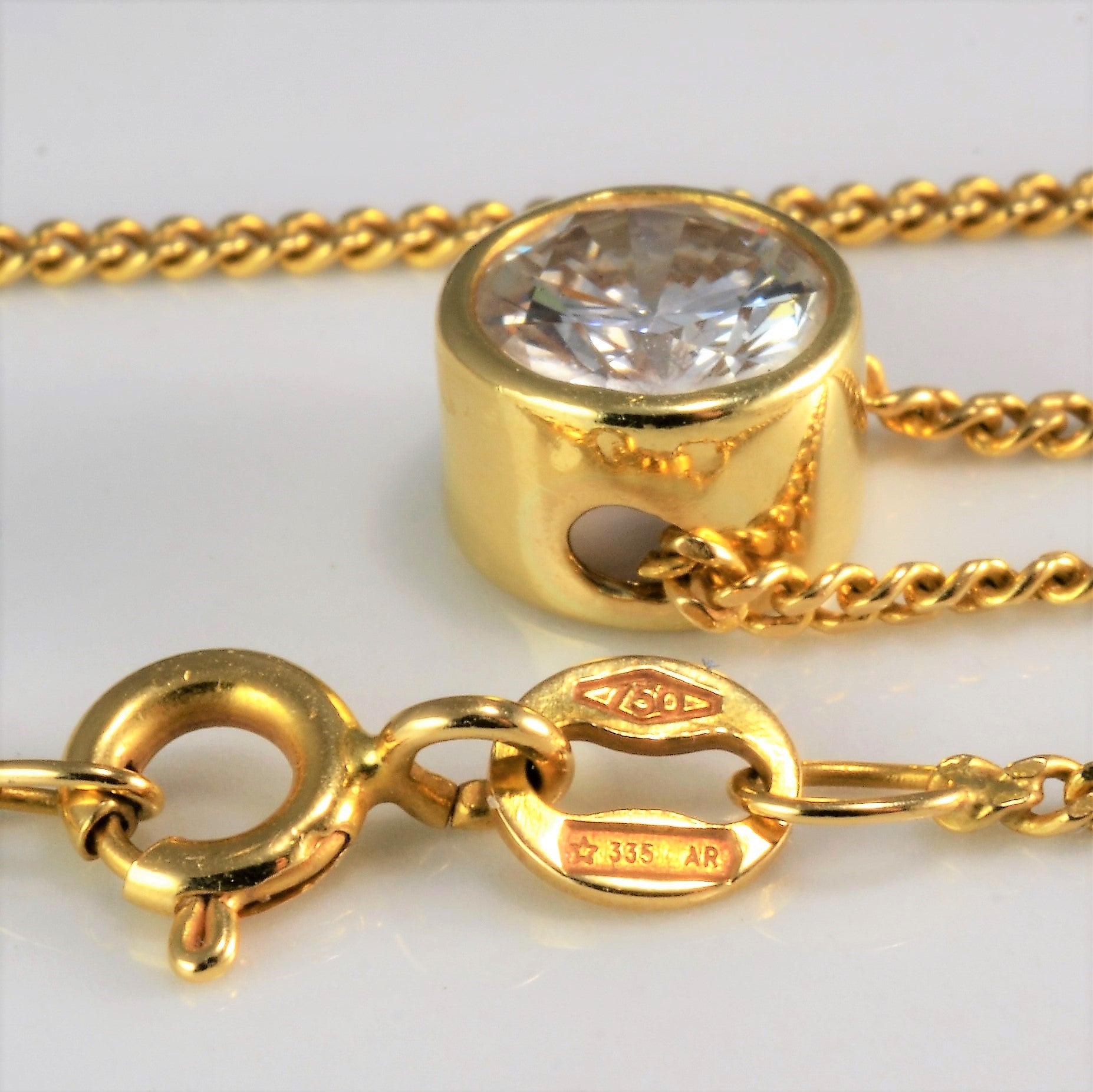 Bezel Set Solitaire Diamond Pendant Necklace | 0.84 ct, 17'' |