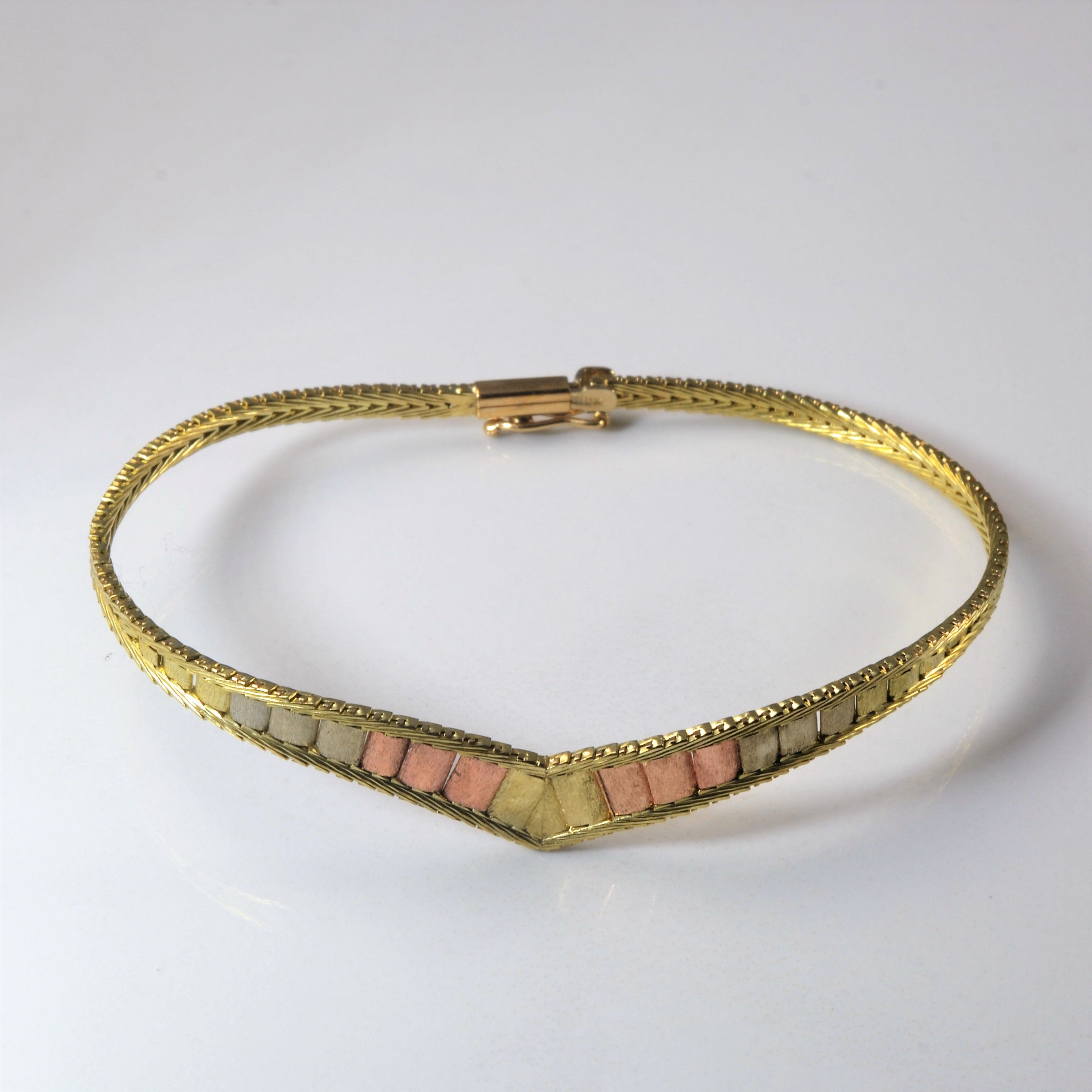 Bracelet à chevrons doré tricolore | 18 cm | 