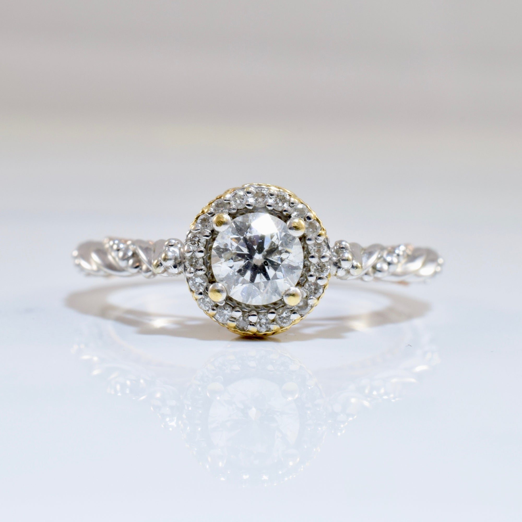 Detailed Diamond Halo Engagement Ring | 0.60 ctw SZ 7.75 |