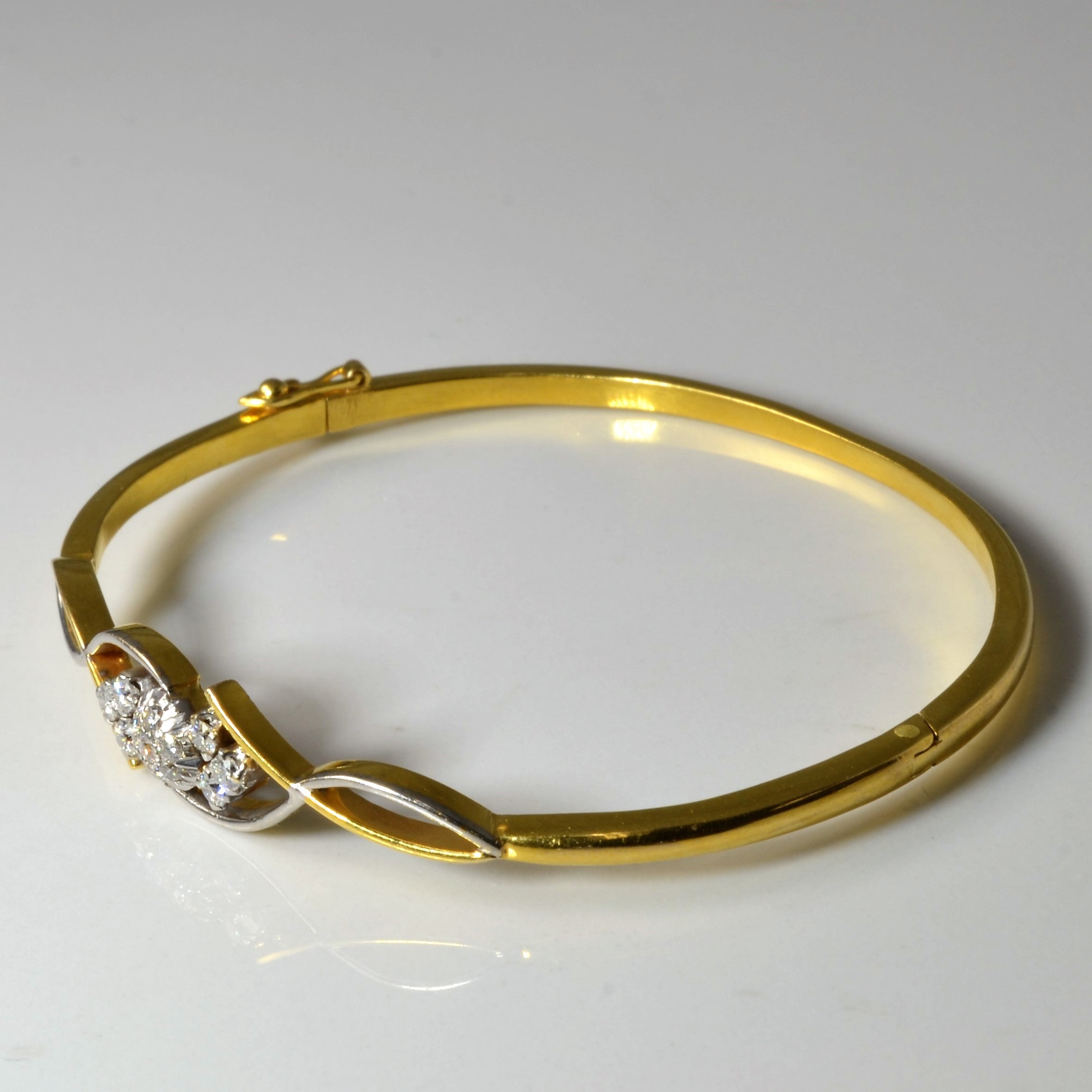 Two Tone Floral Diamond Crossover Bangle | 0.29ctw | 6.5" |